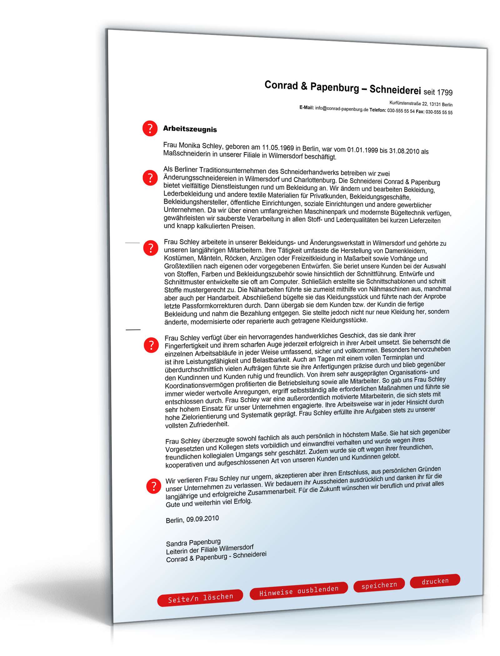 Arbeitszeugnis Schneider Note Eins PDF