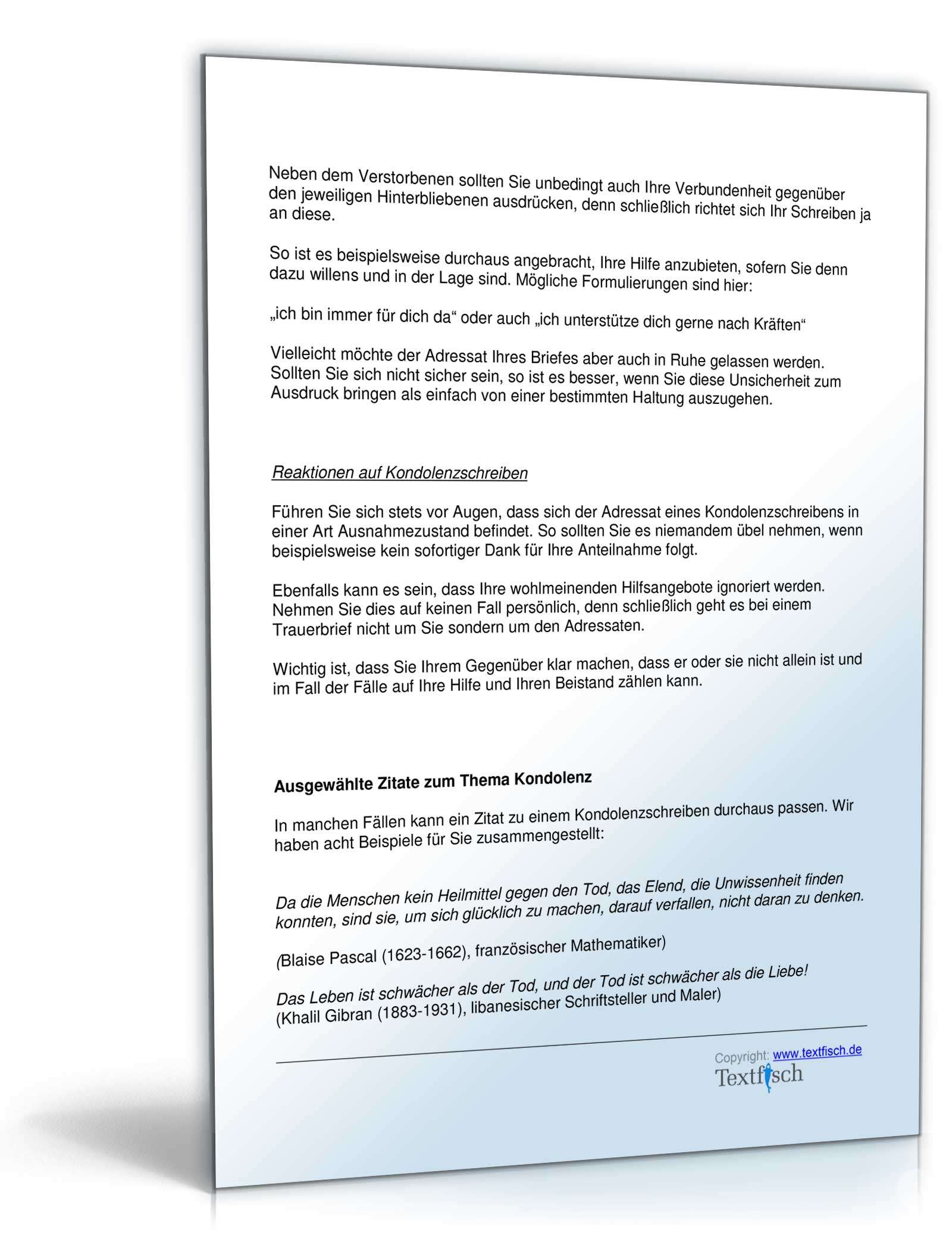 Kondolenzschreiben Tod eines Elternteils im Familien- oder Freundeskreis PDF. Seite: 5