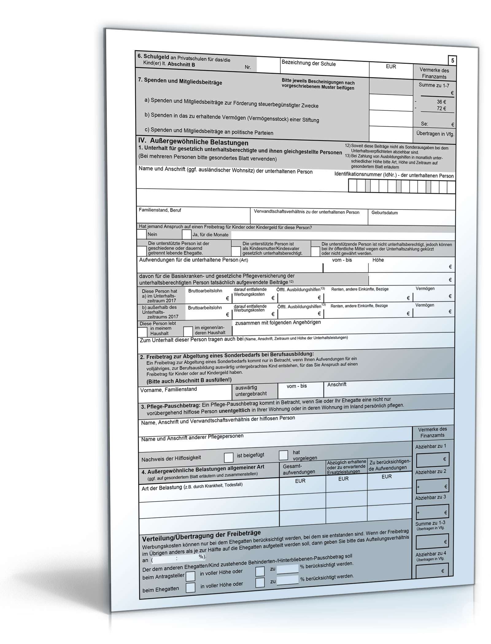 Antrag auf Lohnsteuer-Ermäßigung 2017 PDF. Seite: 5