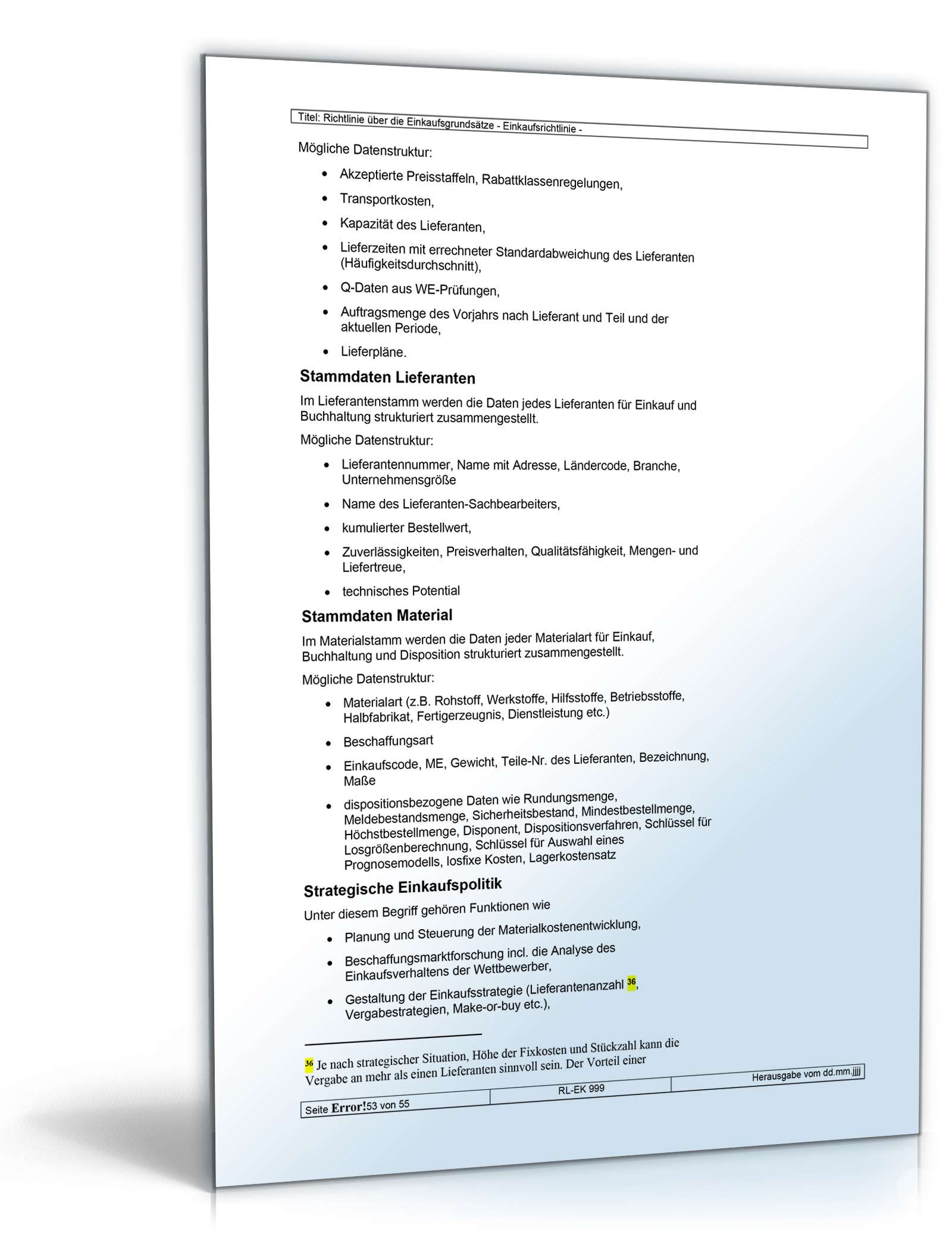 Richtlinien über die Einkaufsgrundsätze Word. Seite: 53