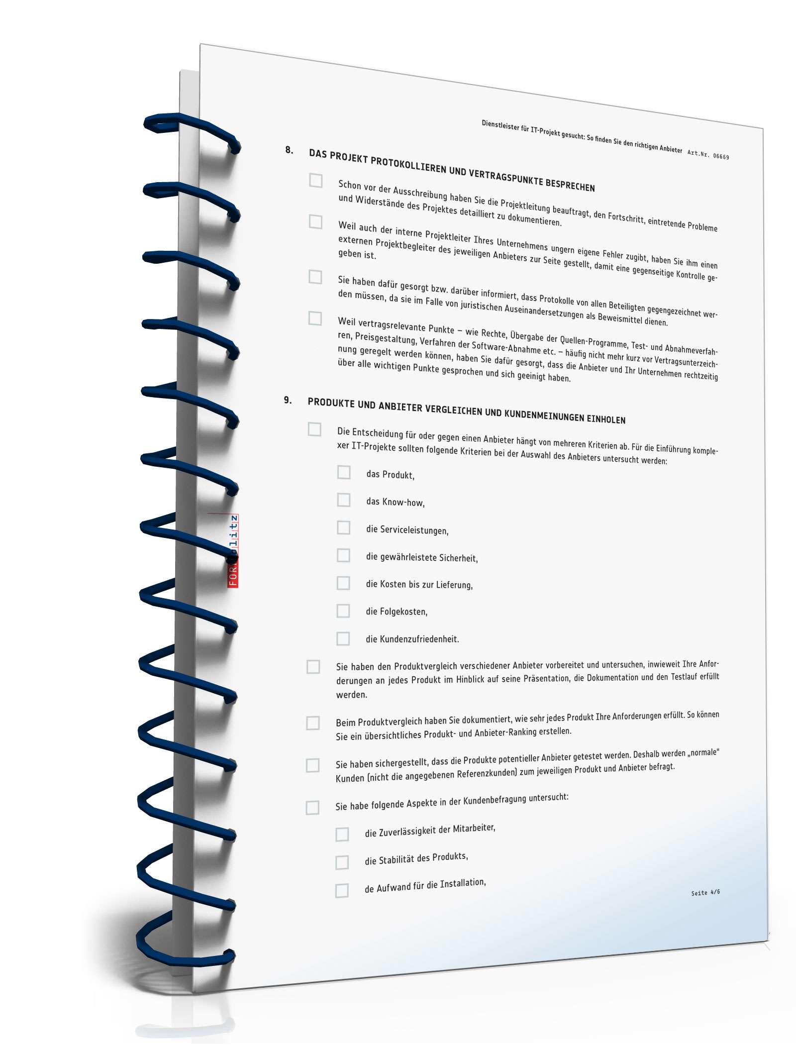 Checkliste Suche Dienstleister IT-Projekt PDF. Seite: 4