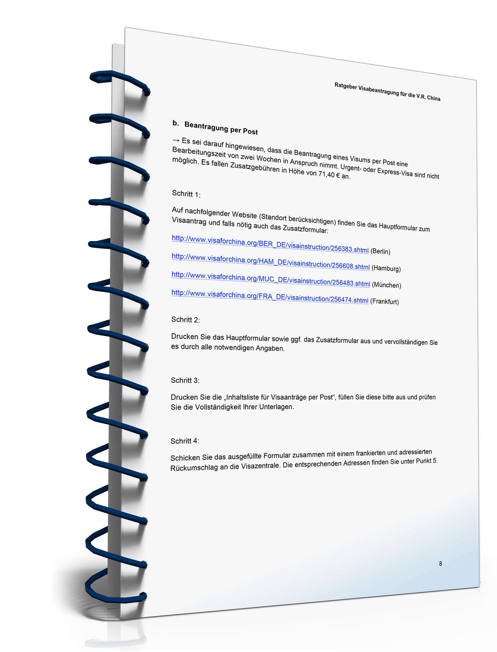Ratgeber Beantragung Visum China PDF. Seite: 9