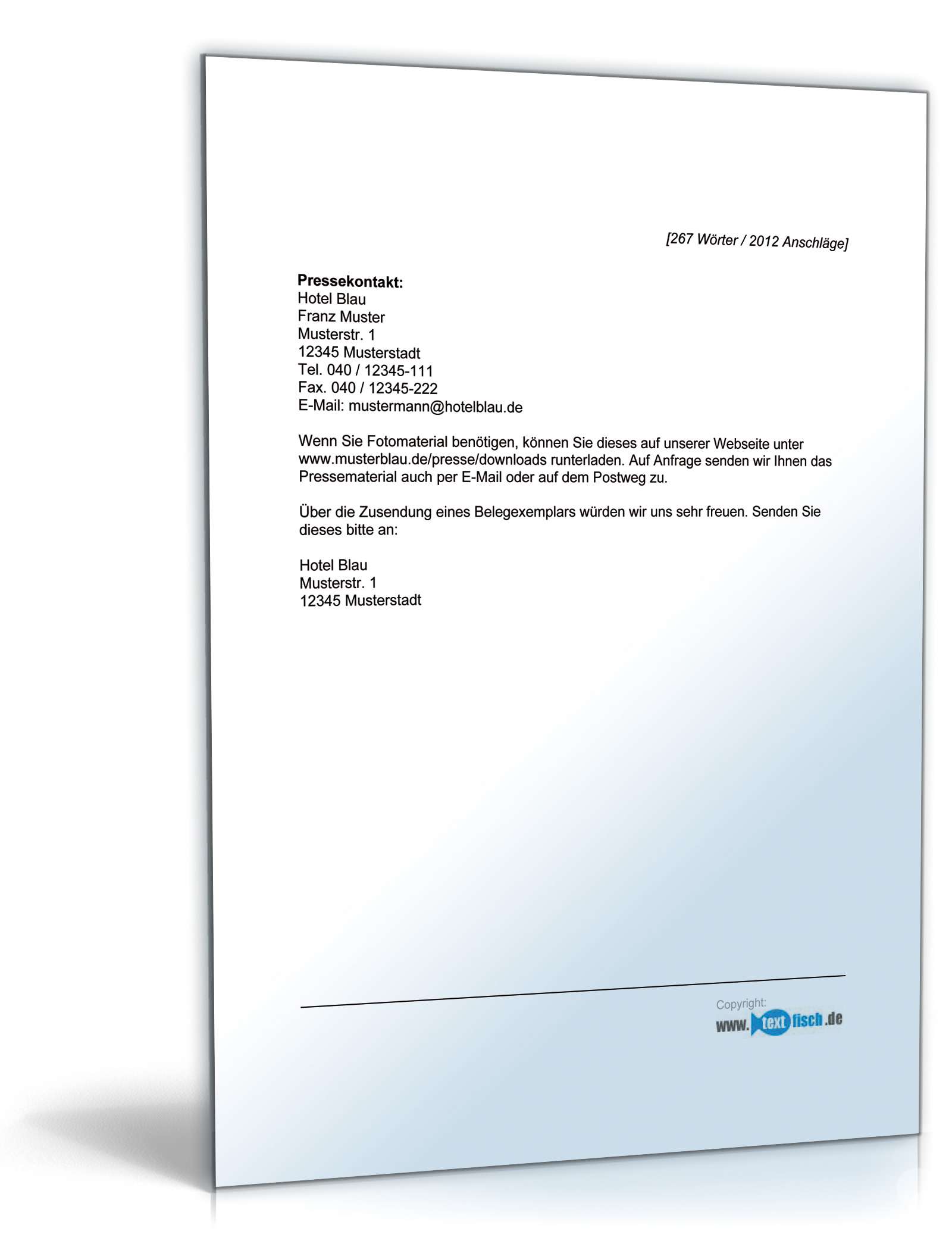 Pressemitteilung Hotel über neues Reiseangebot PDF. Seite: 2