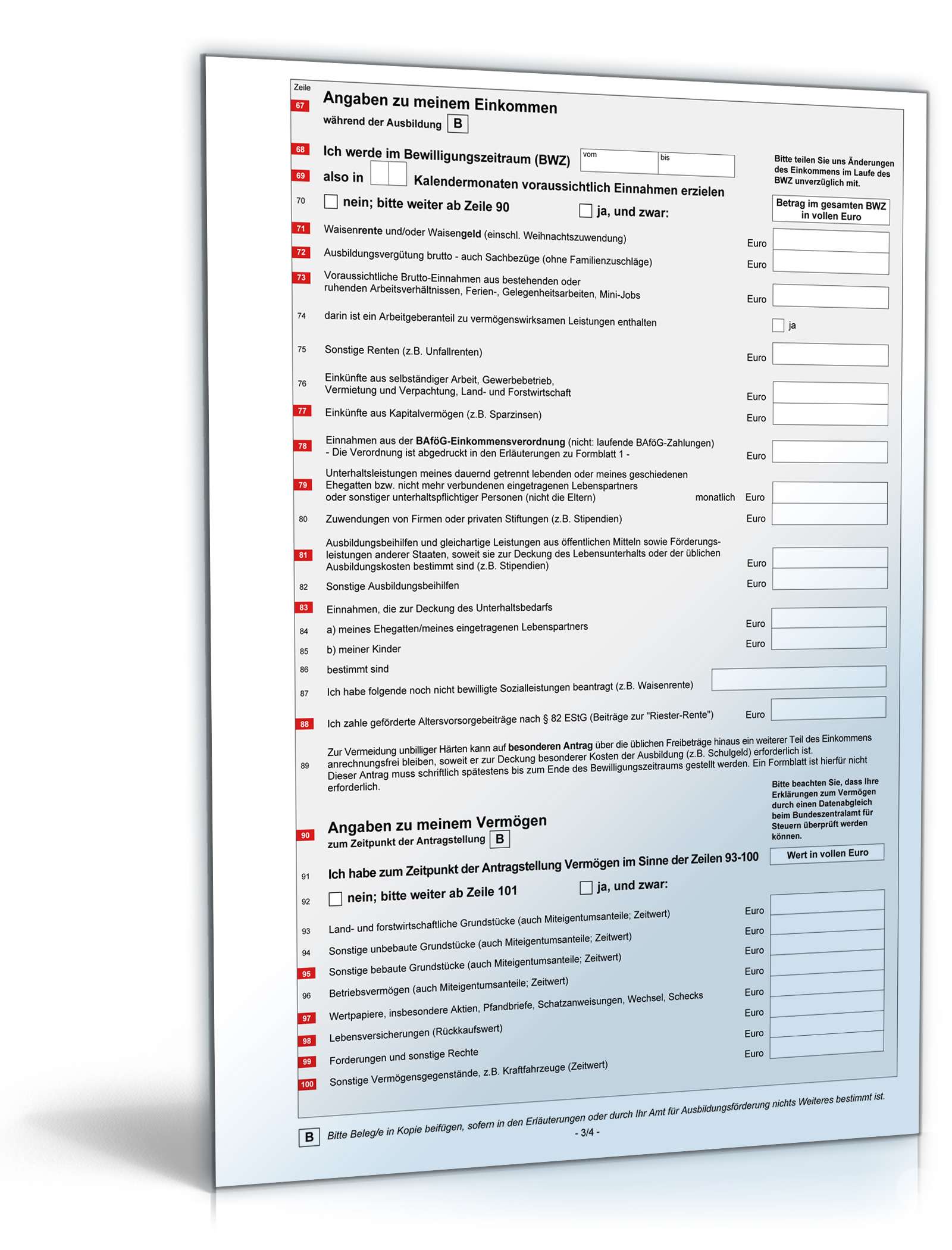 Antrag auf Ausbildungsförderung PDF. Seite: 3