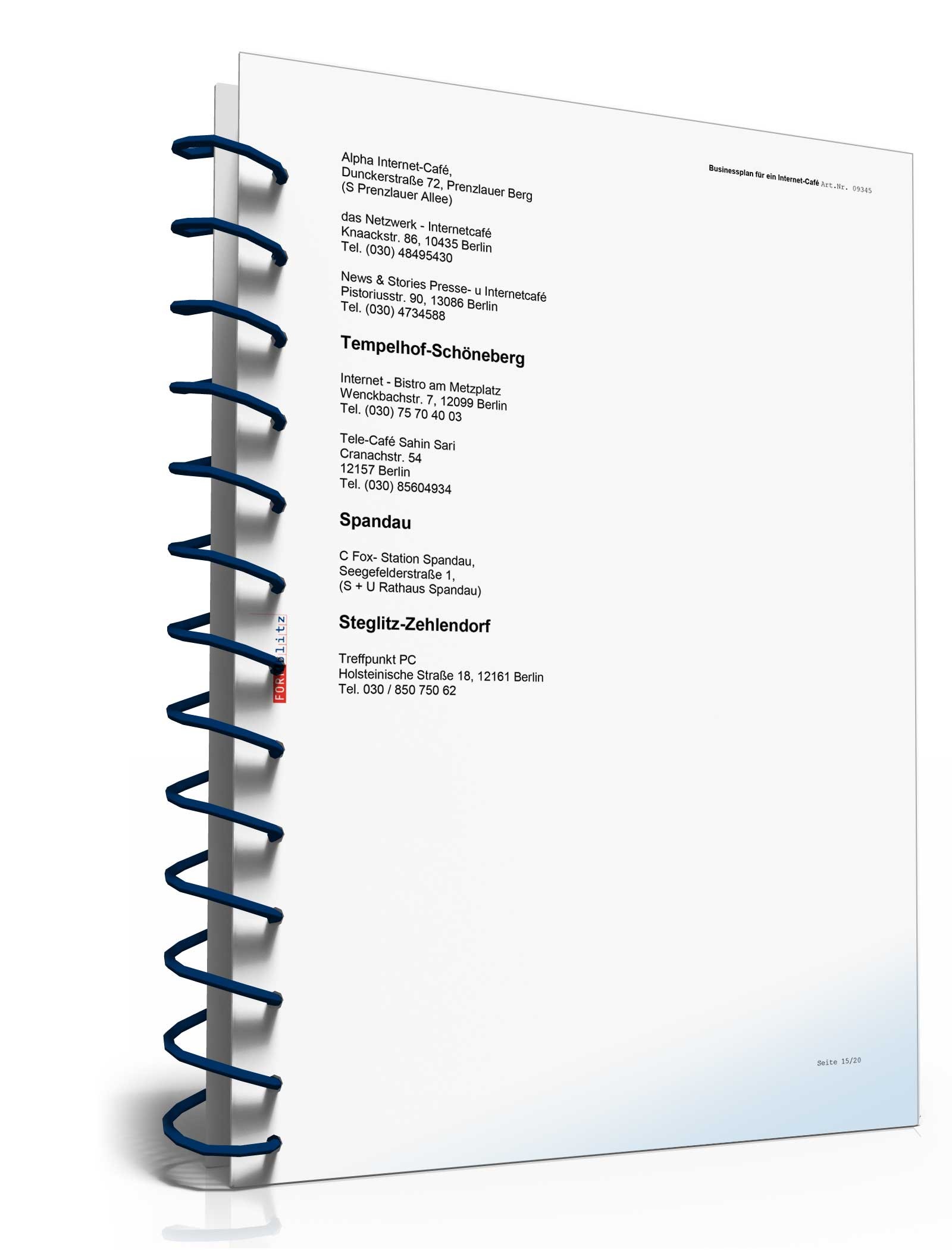 Businessplan Internetcafé Excel. Seite: 17