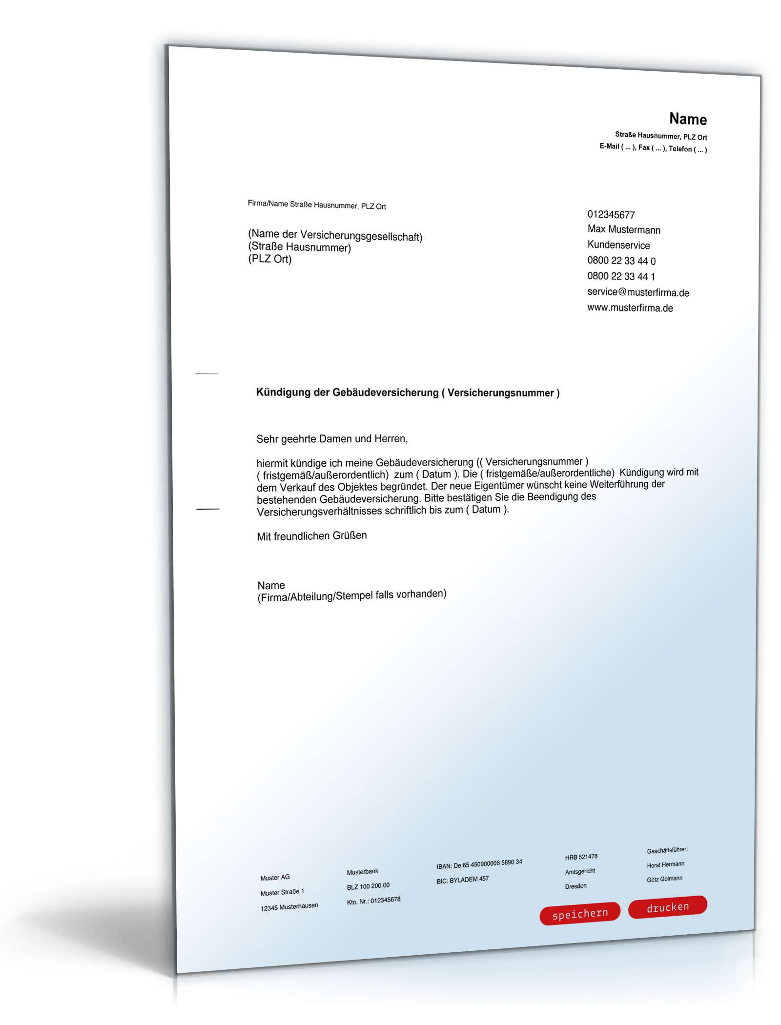 Kündigung Gebäudeversicherung PDF