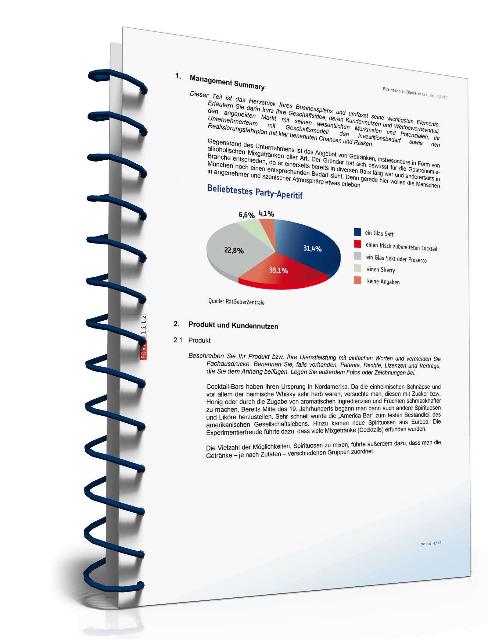 Businessplan Cocktailbar Excel. Seite: 4