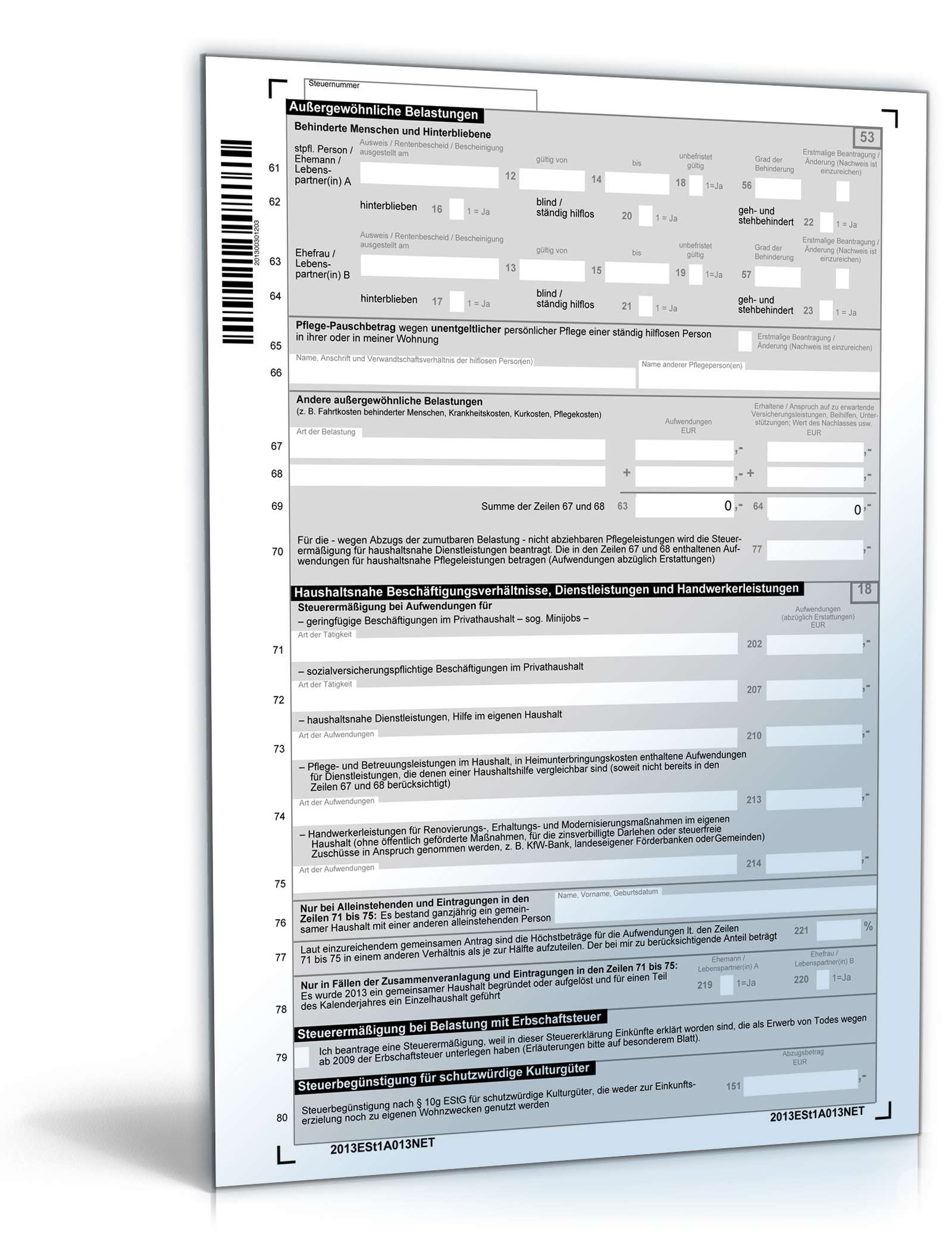 Mantelbogen Einkommensteuererklärung 2013 PDF. Seite: 3