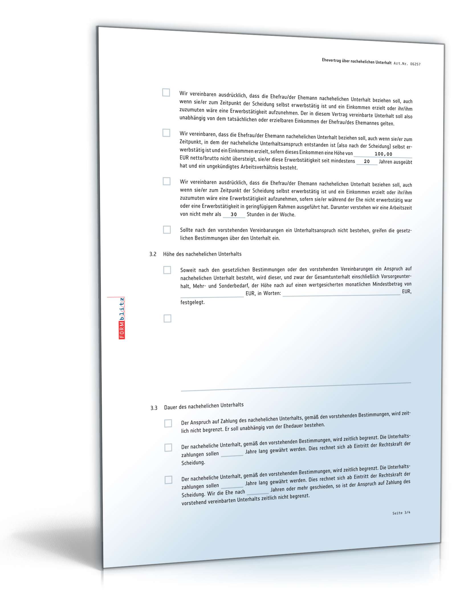 Ehevertrag nachehelicher Unterhalt PDF. Seite: 3