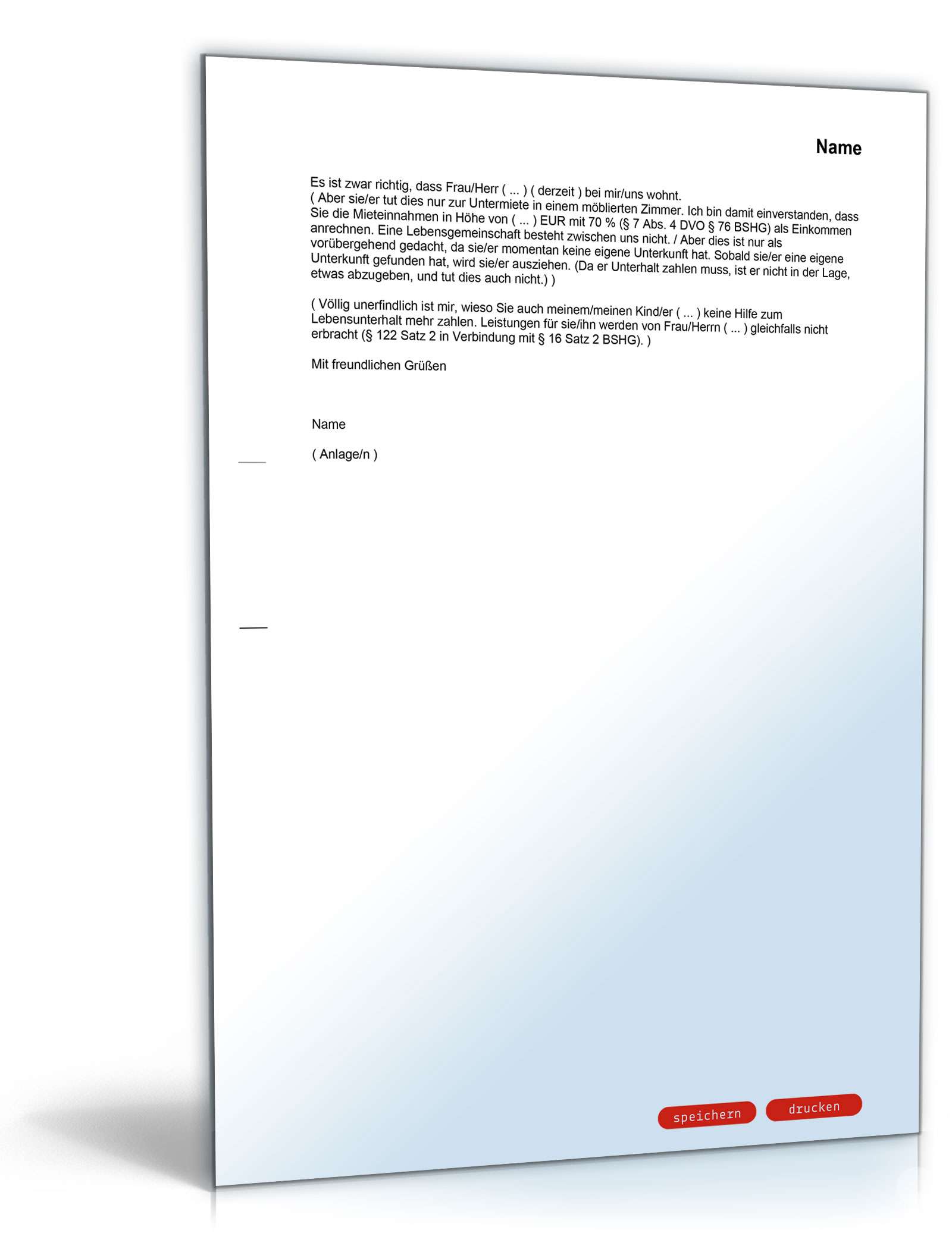 Widerspruch eheähnliche Bedarfsgemeinschaft PDF. Seite: 2