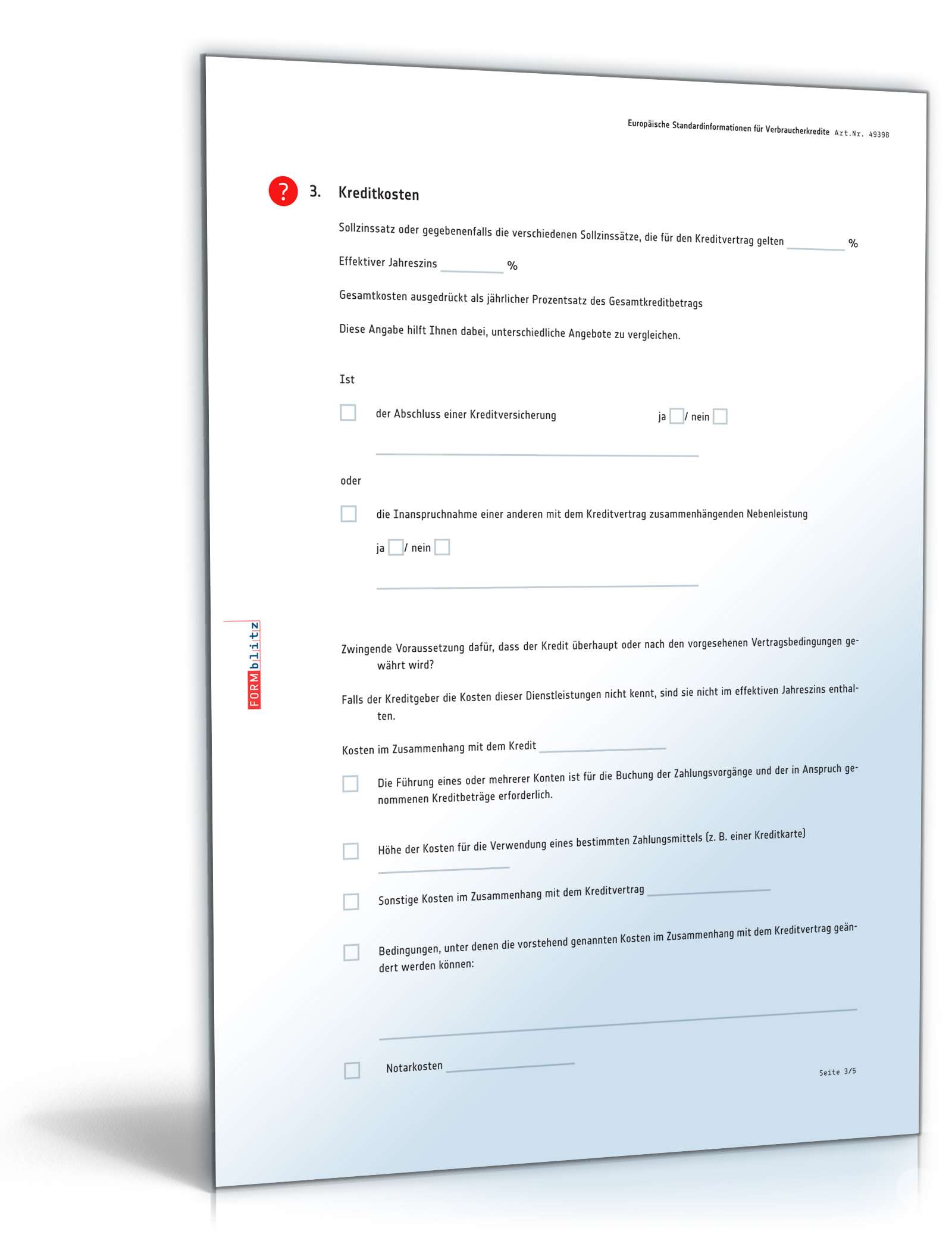 Europäische Standardinformationen für Verbraucherkredite PDF. Seite: 3