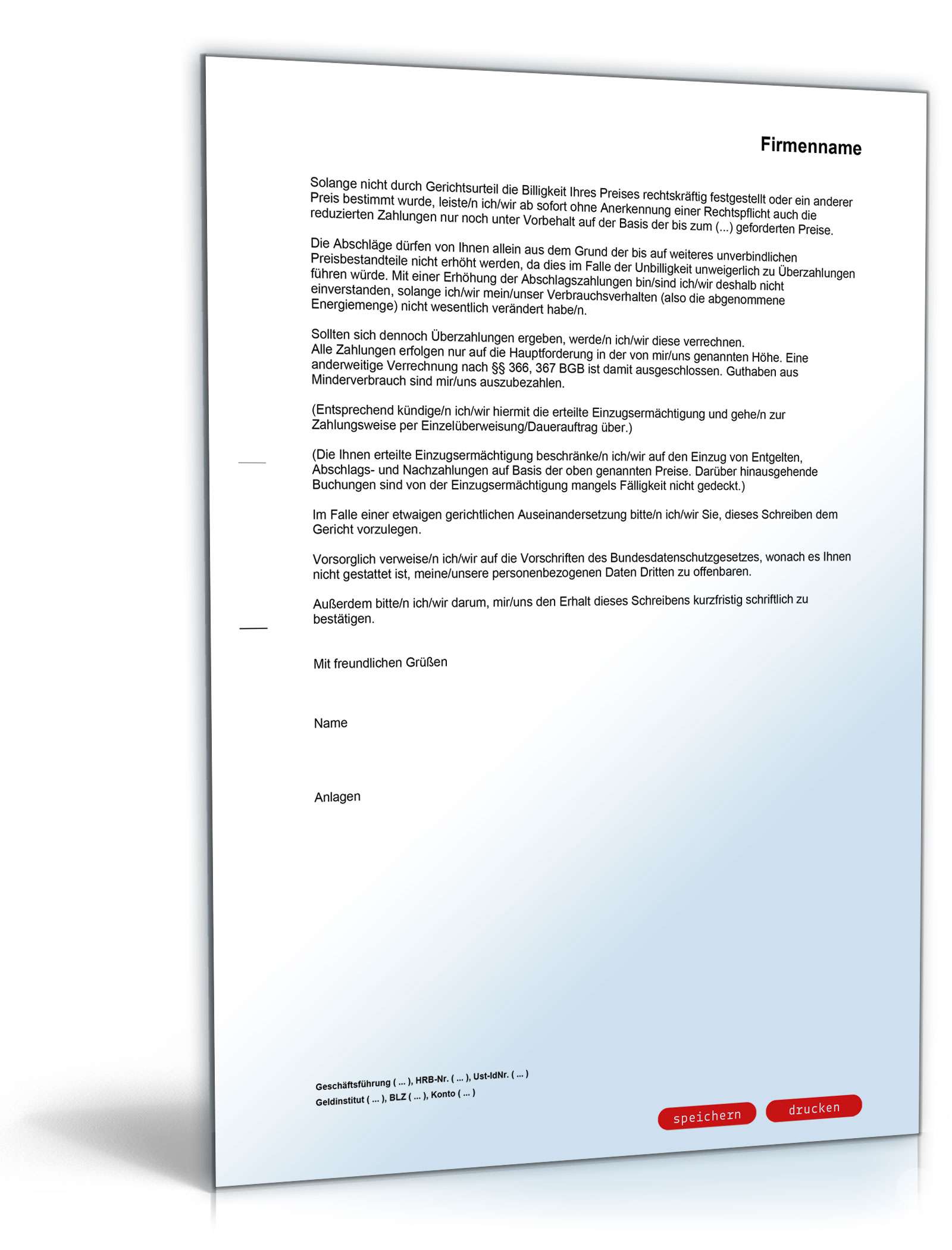 Widerspruch Strompreiserhöhung PDF. Seite: 2