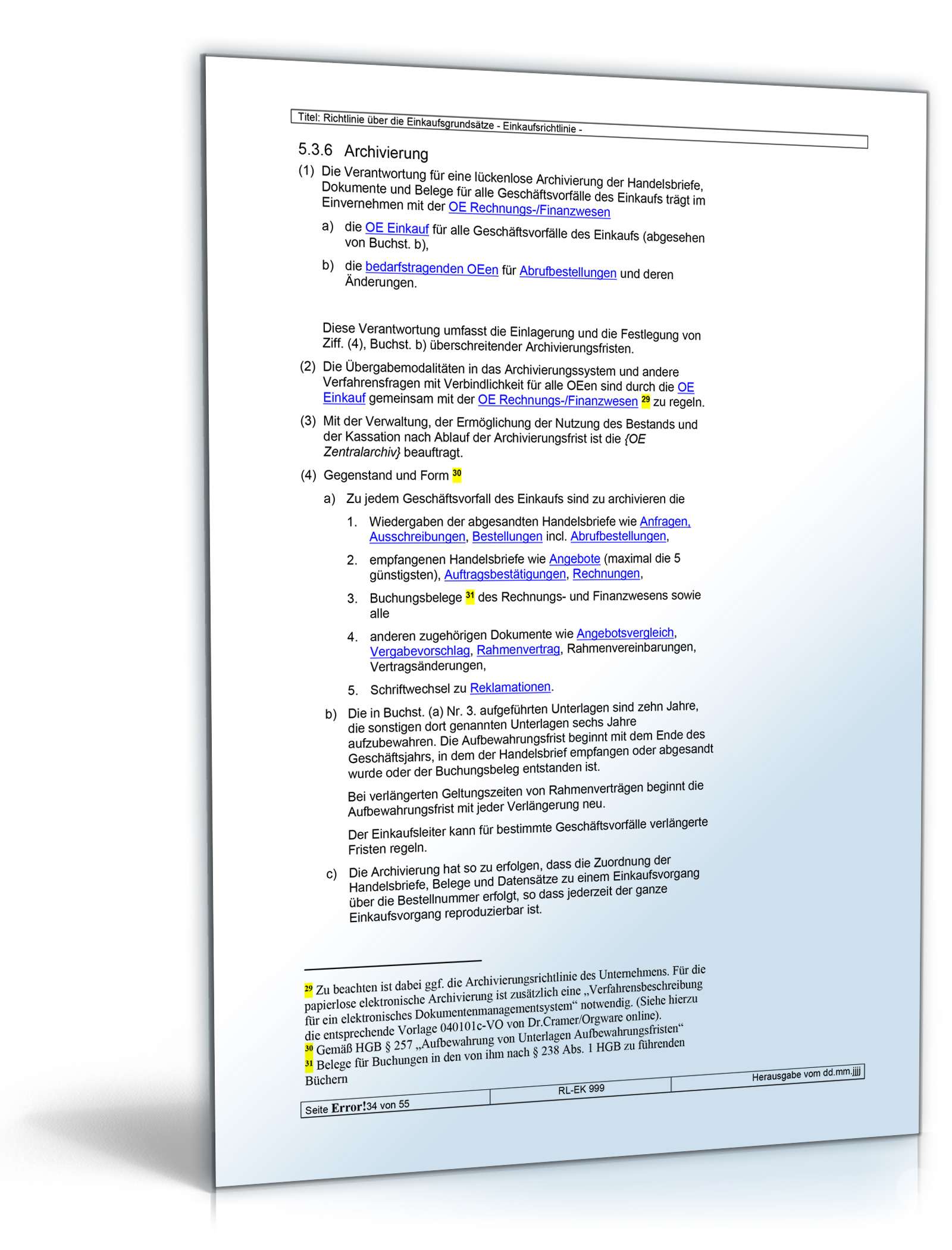 Richtlinien über die Einkaufsgrundsätze Word. Seite: 34