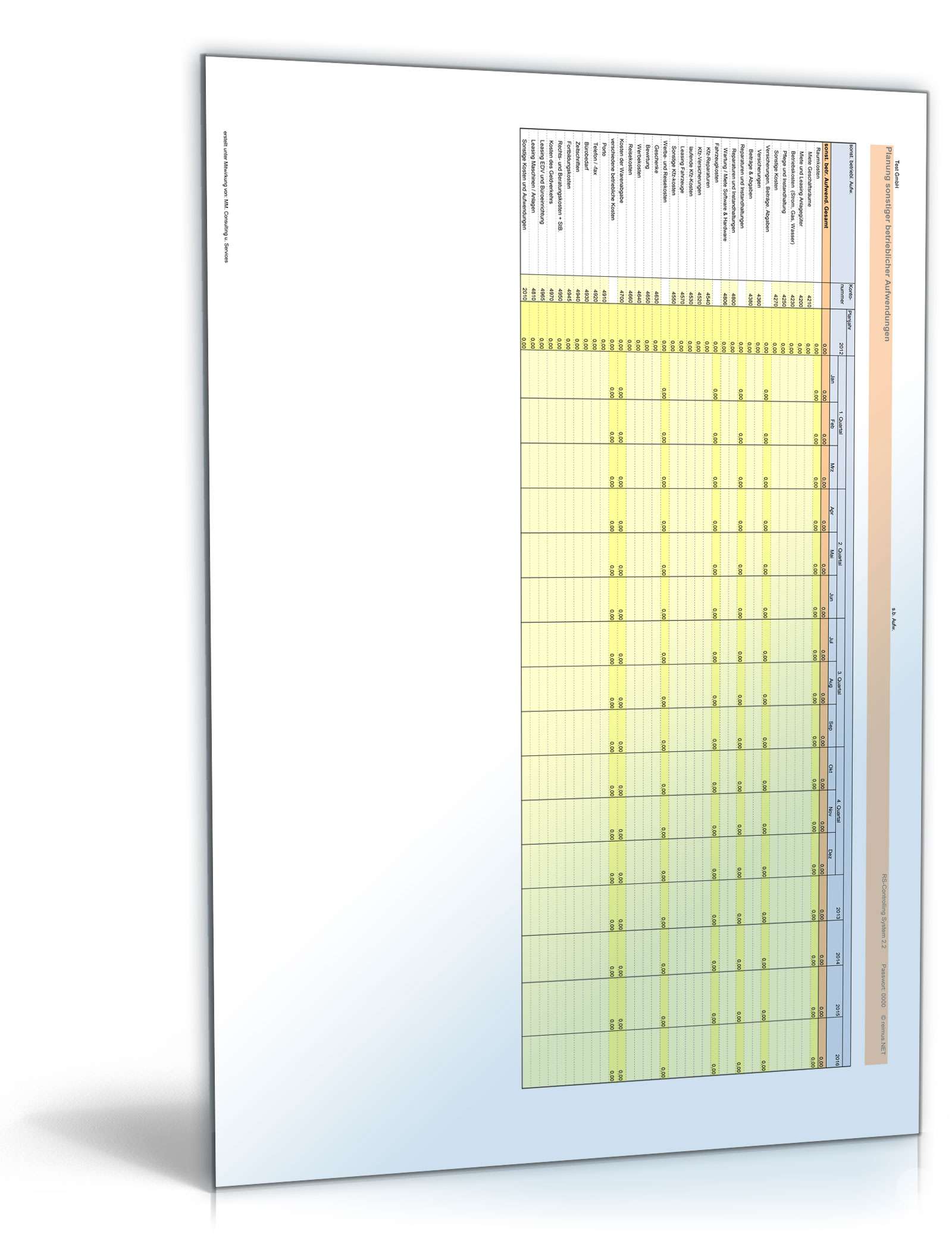 Unternehmensplanung Excel. Seite: 16