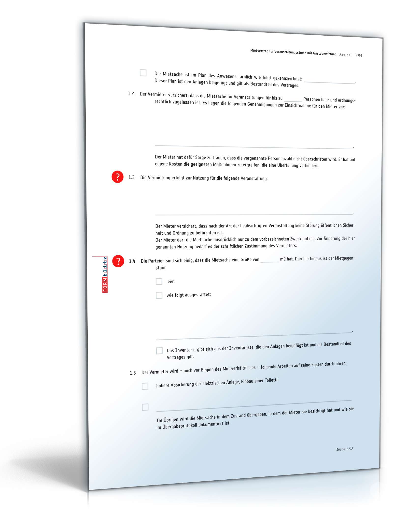 Mietvertrag Veranstaltungsraum PDF. Seite: 2