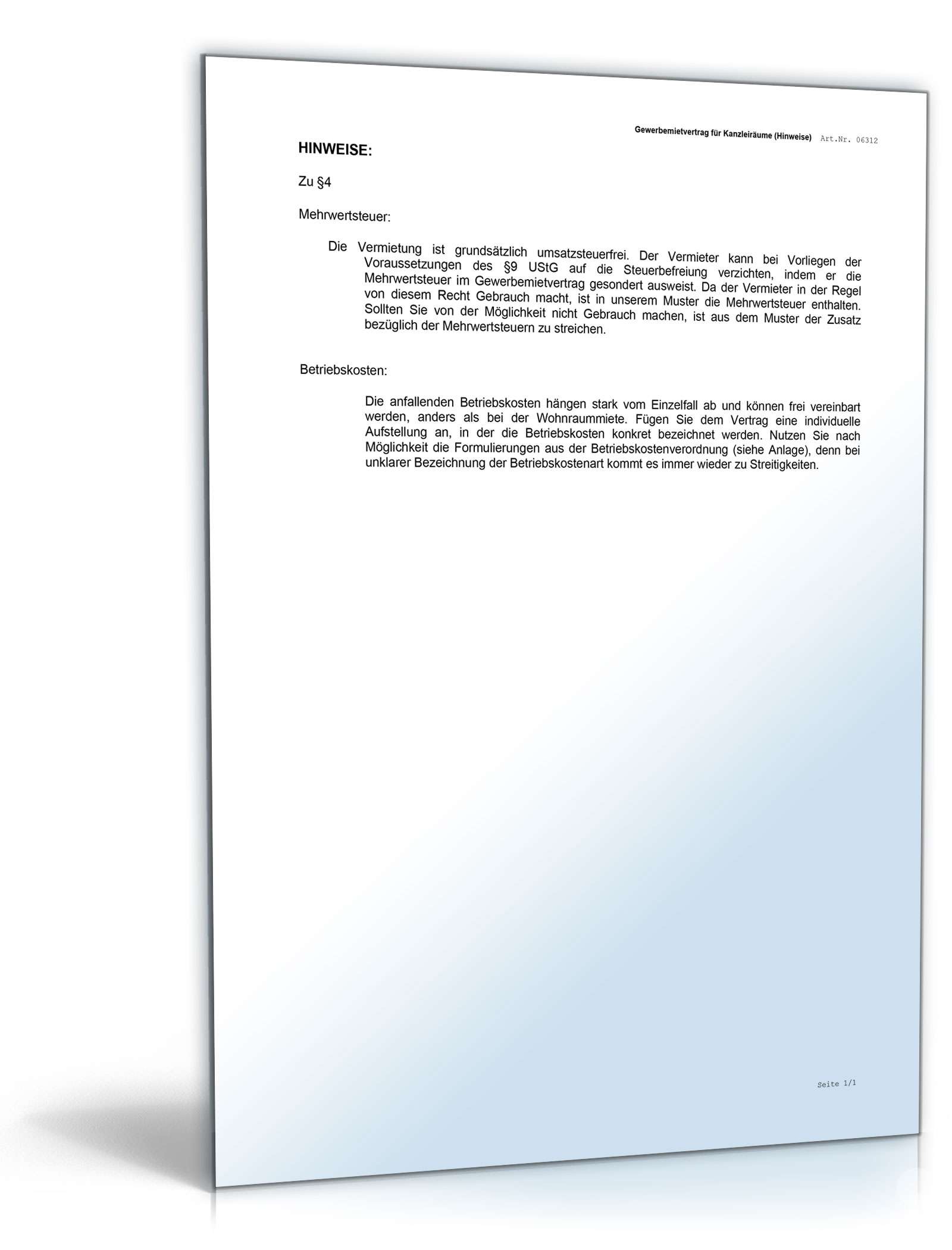 Gewerbemietvertrag Kanzleiräume Word. Seite: 16
