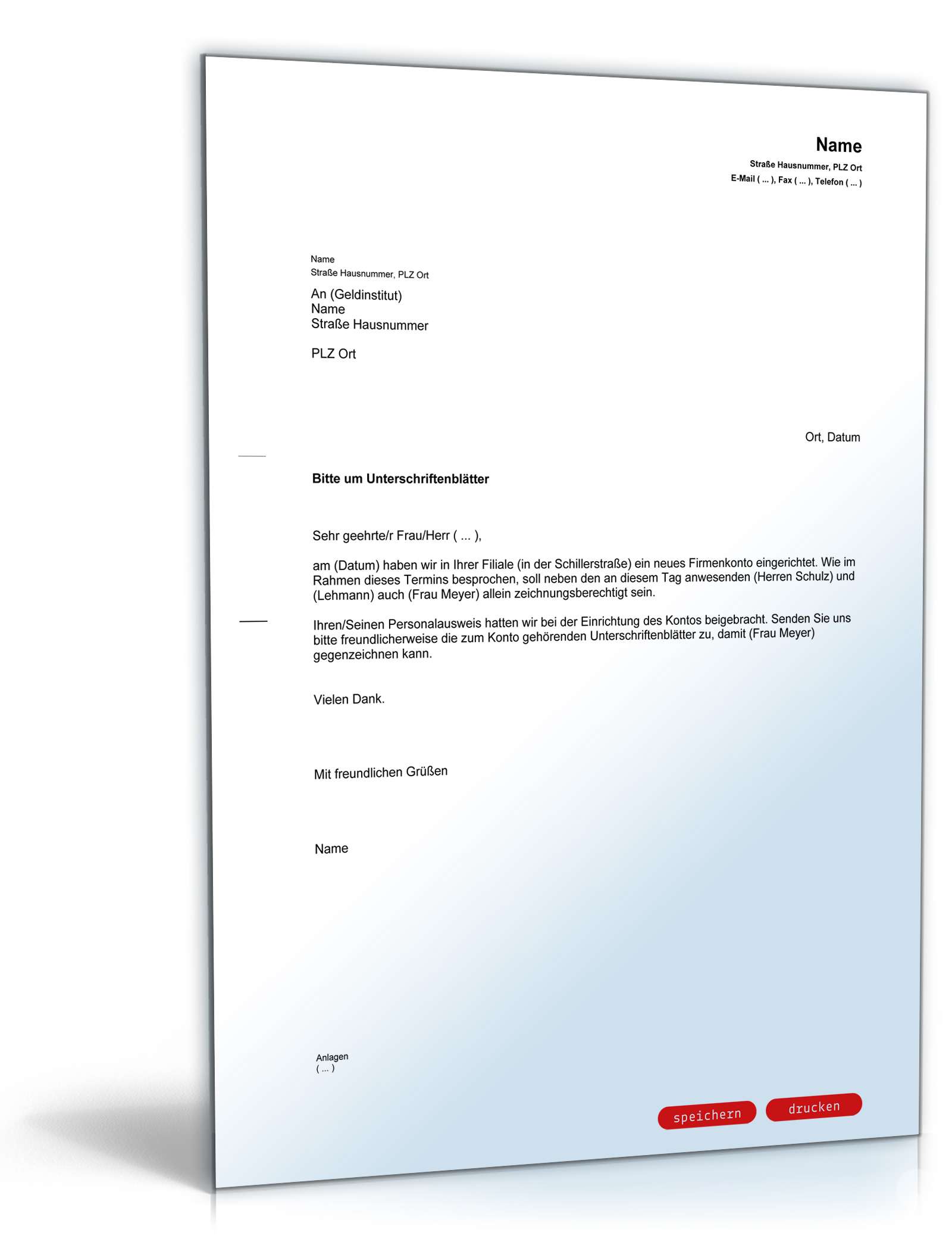 Bitte um Unterschriftenblatt PDF