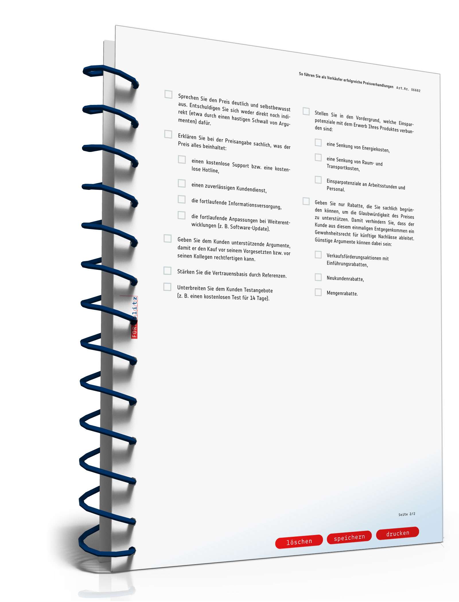 Checkliste Verkauf Preisverhandlung PDF. Seite: 2