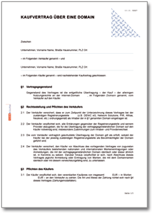Kaufvertrag Domain Word