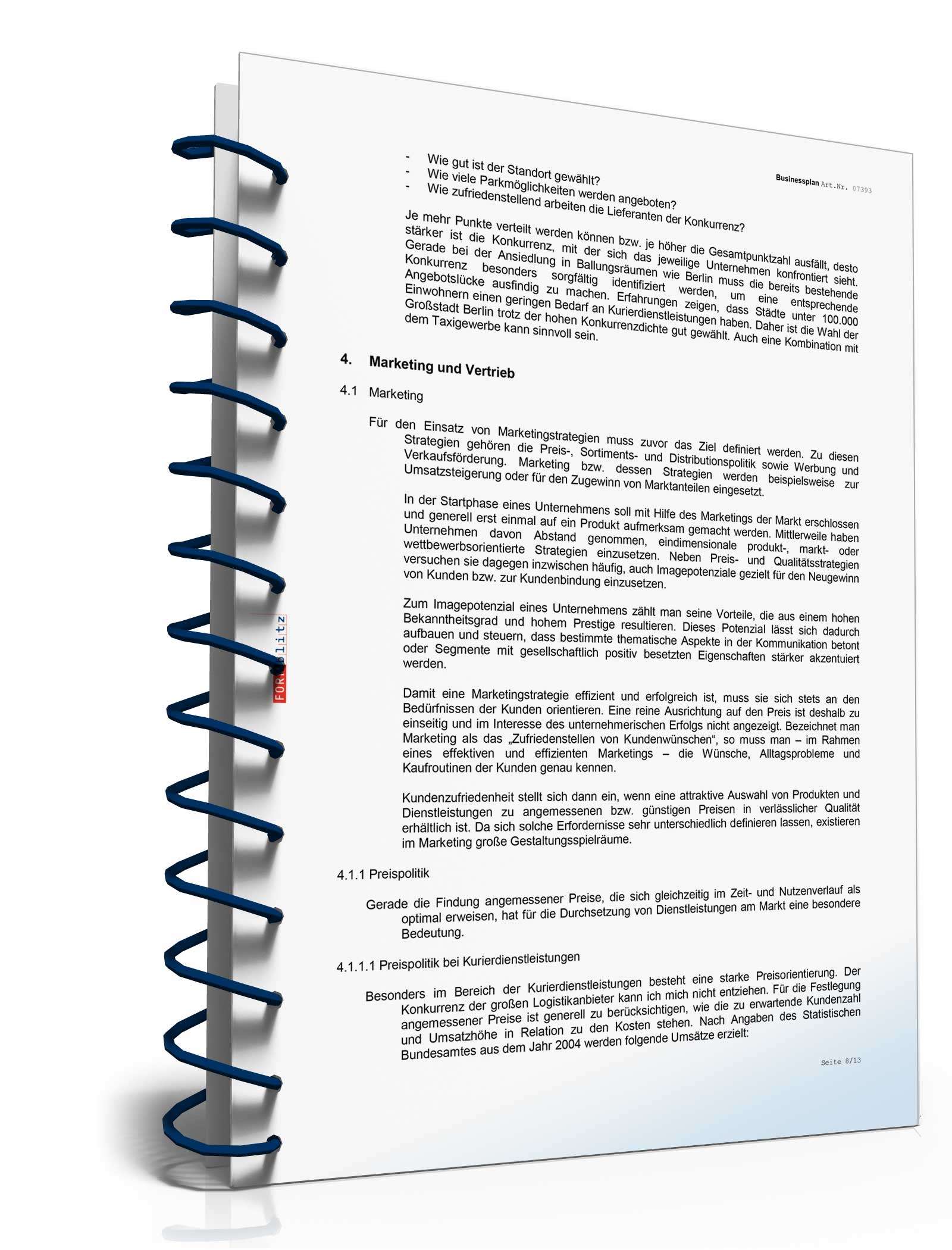 Businessplan Kurierdienst Excel. Seite: 16