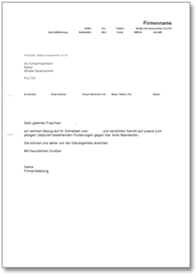 Forderungsverzicht im Insolvenzverfahren Word