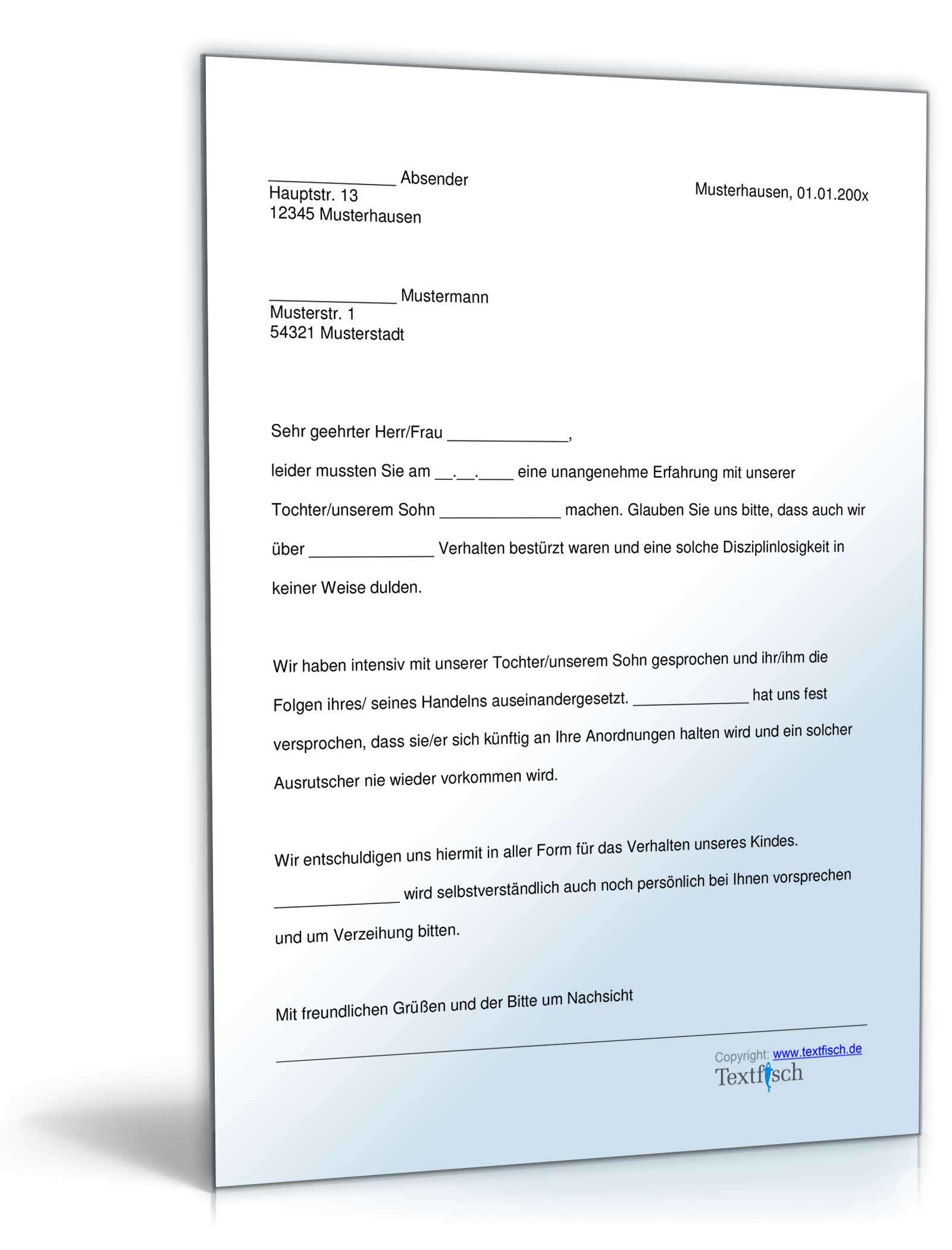 Entschuldigung Verhalten Kind