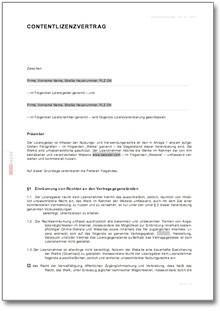 Contentlizenzvertrag Internet Word