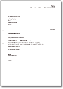 Einholung eines Angebots Word