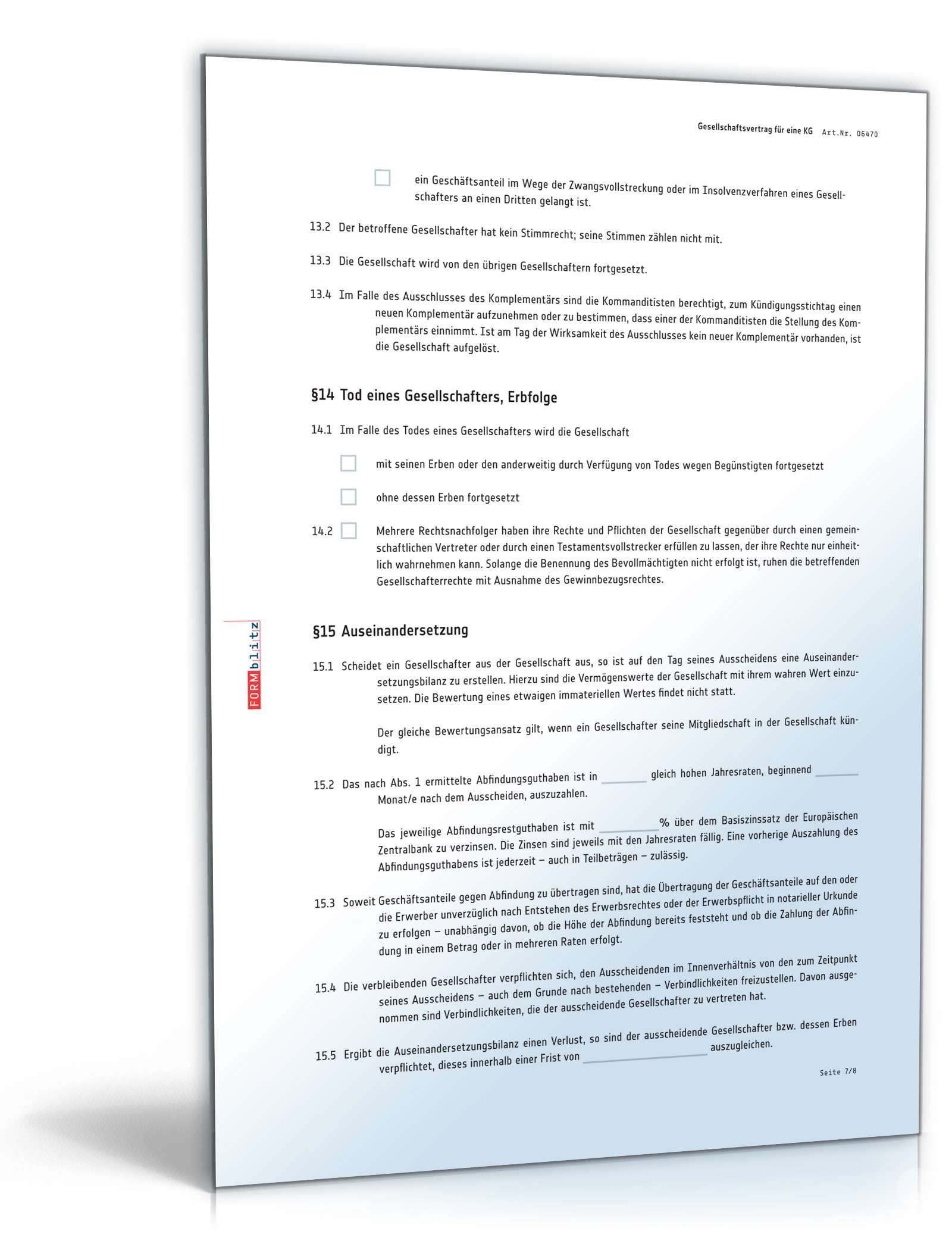 Gesellschaftsvertrag Kommanditgesellschaft PDF. Seite: 7