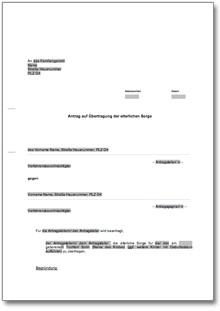 Antrag auf Übertragung des alleinigen Sorgerechts Word