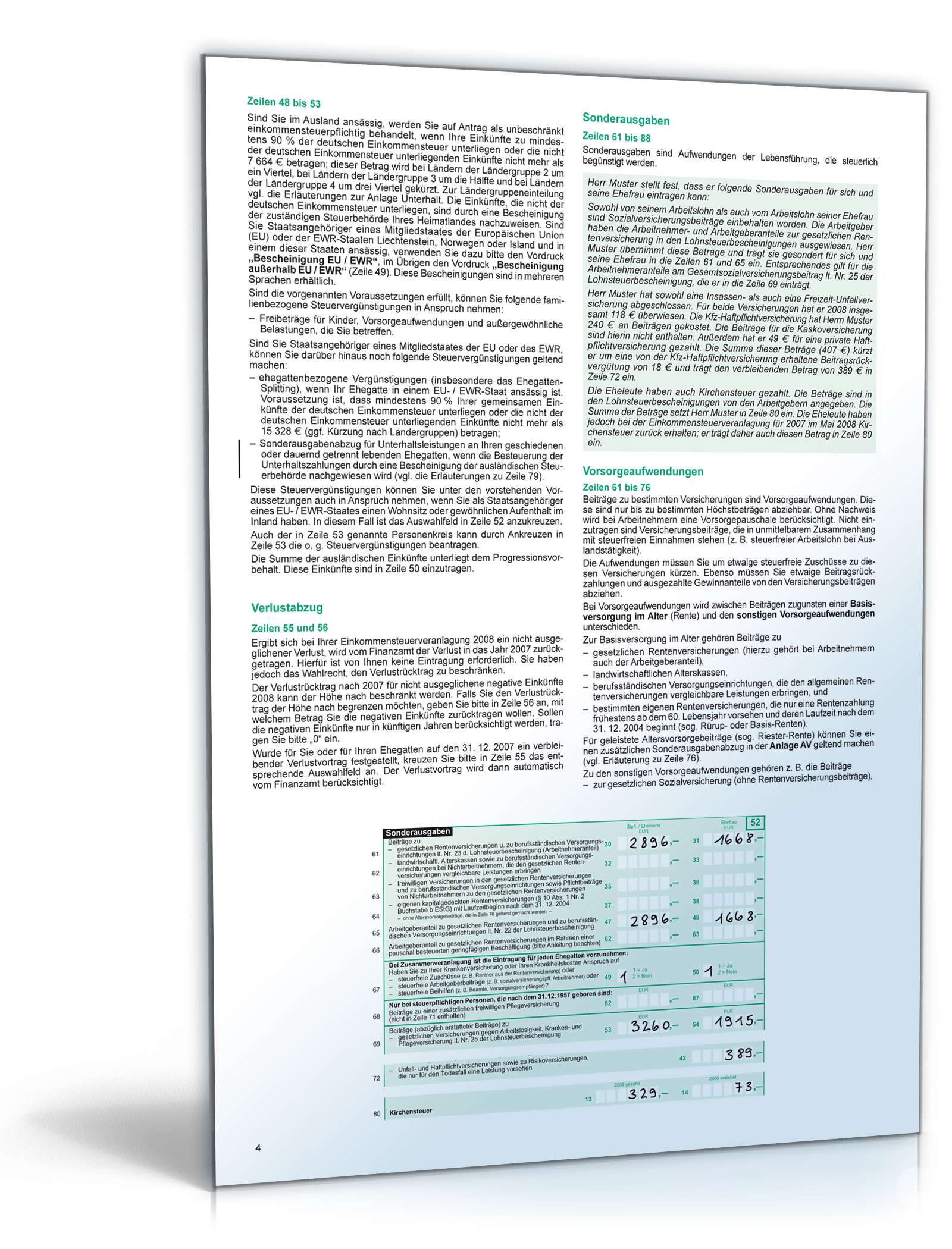 Anleitung Einkommensteuererklärung 2008 PDF. Seite: 4