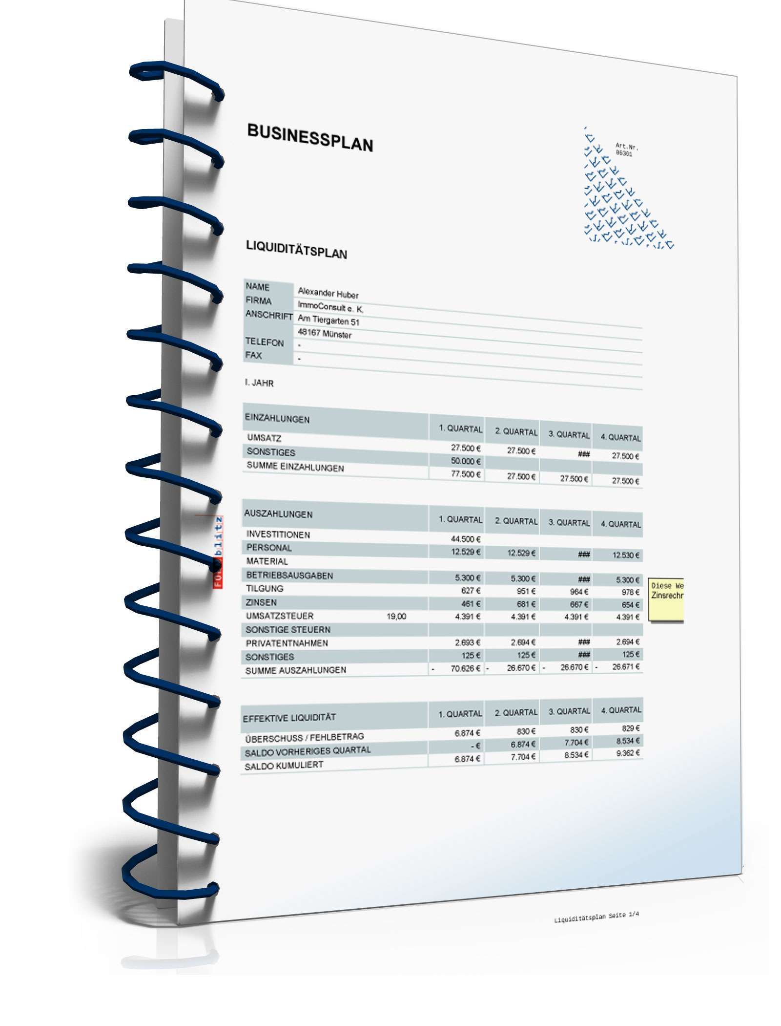 Businessplan Immobilienmaklerbüro Excel. Seite: 19