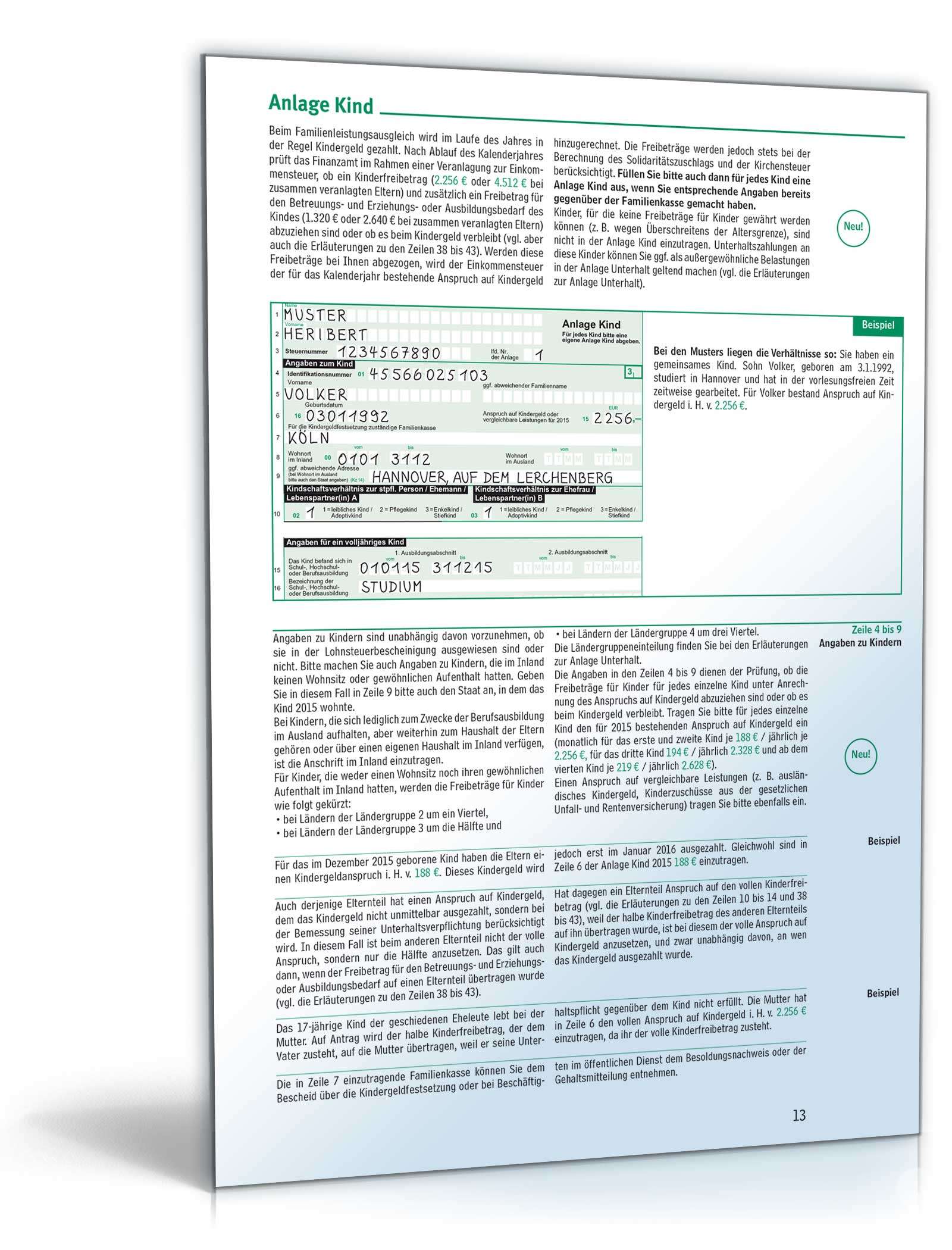 Anleitung zur Einkommensteuererklärung 2015 PDF. Seite: 13