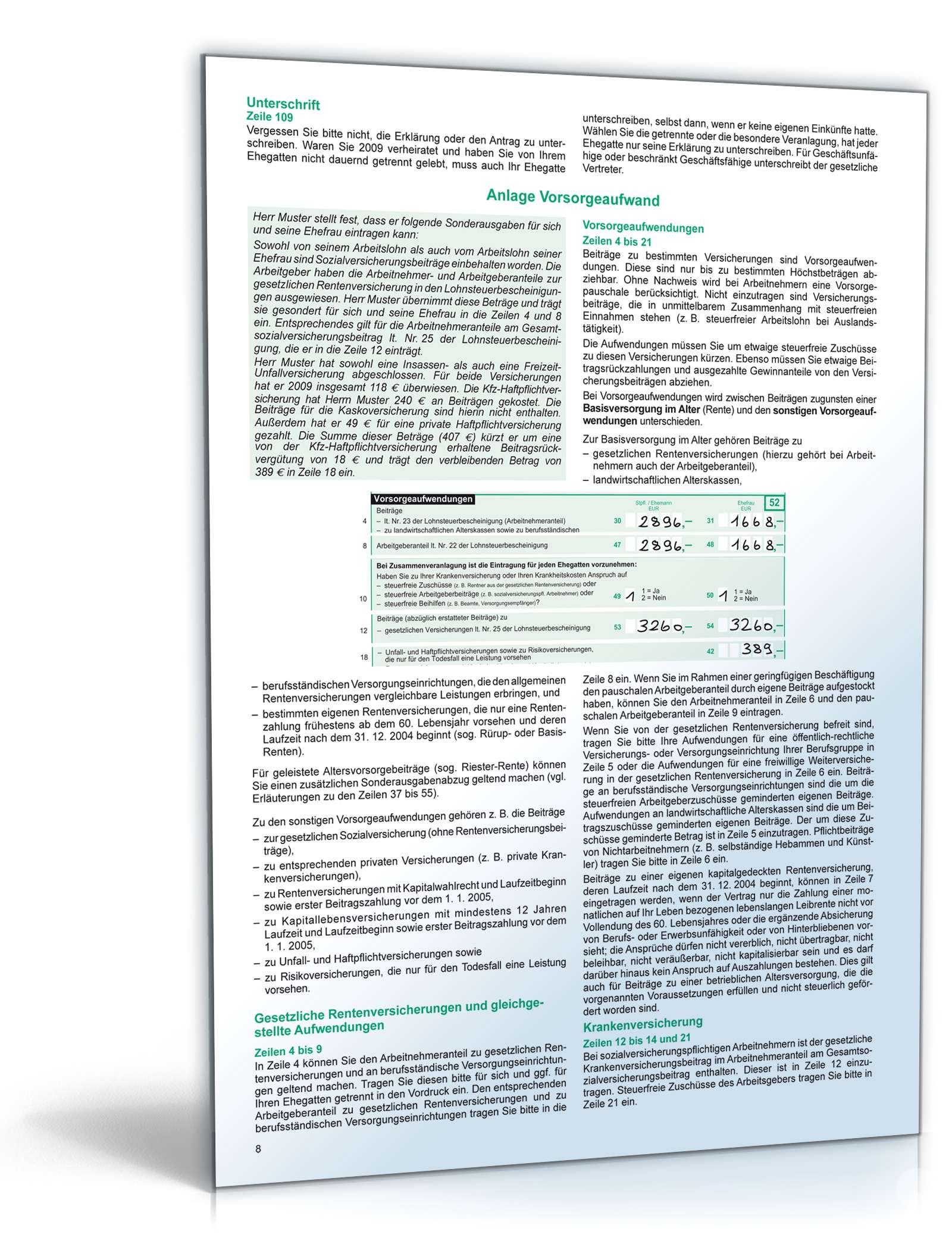 Anleitung zur Einkommensteuererklärung 2009 PDF. Seite: 8