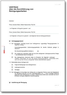 Reinigungsvertrag Word