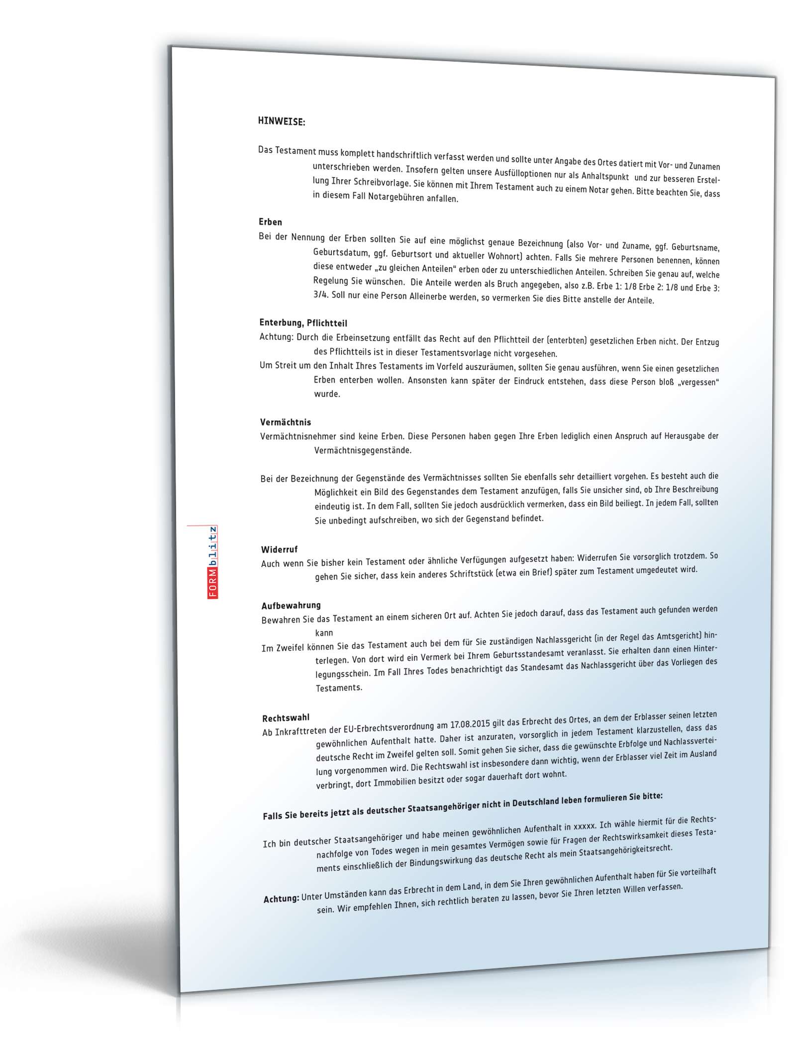 Testament mit Lebensgefährten als Alleinerbe PDF. Seite: 4