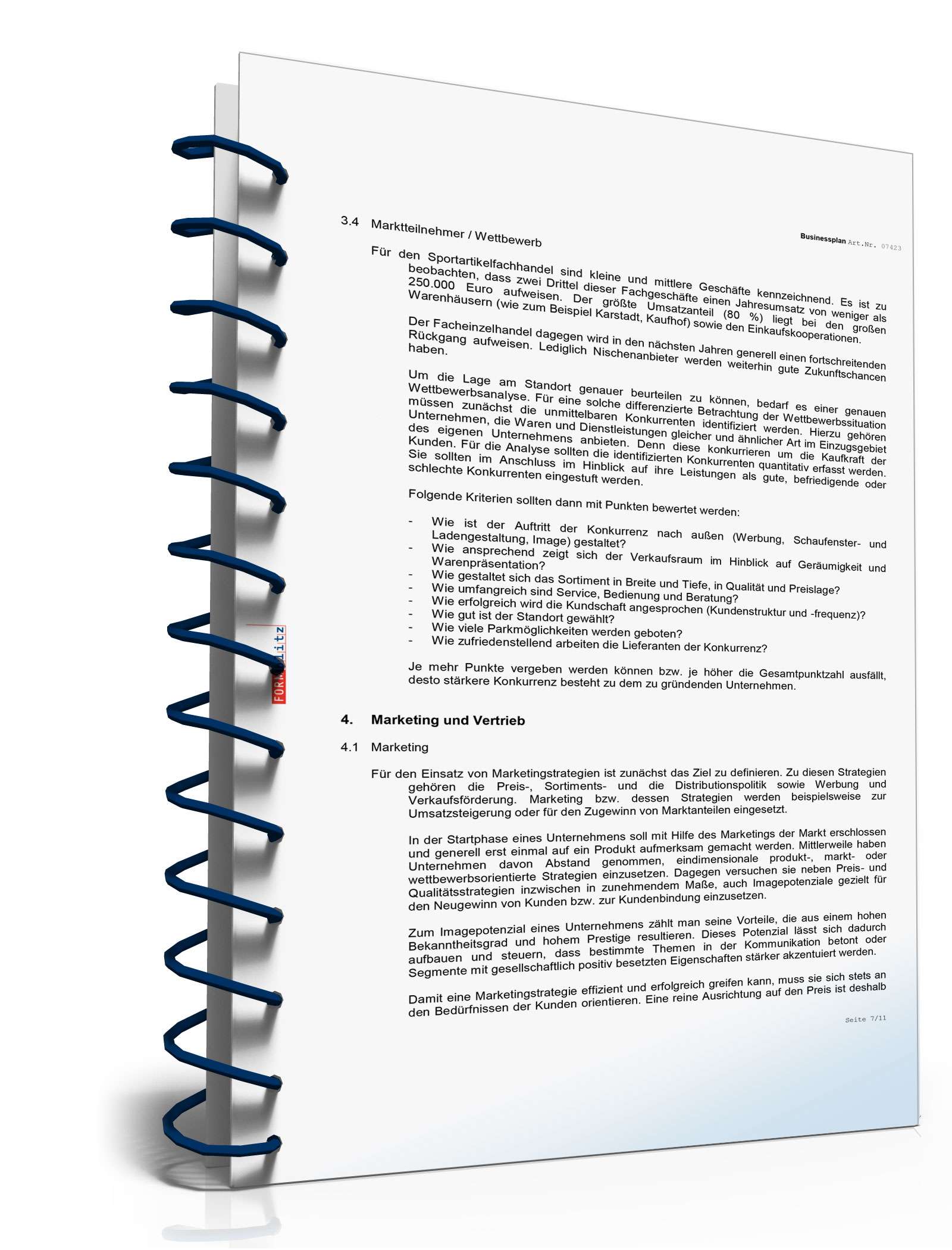 Businessplan Sportartikelladen Excel. Seite: 6