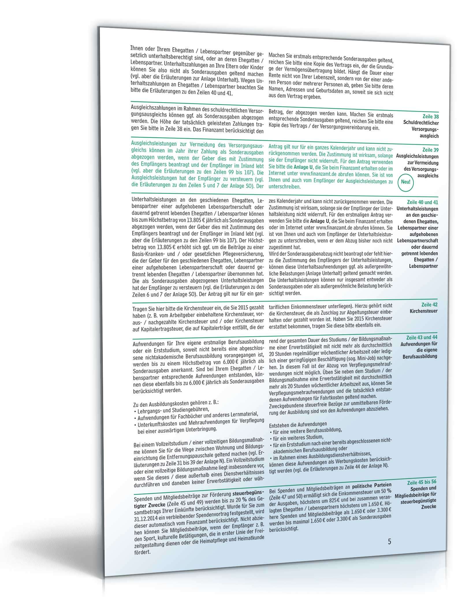 Anleitung zur Einkommensteuererklärung 2015 PDF. Seite: 5