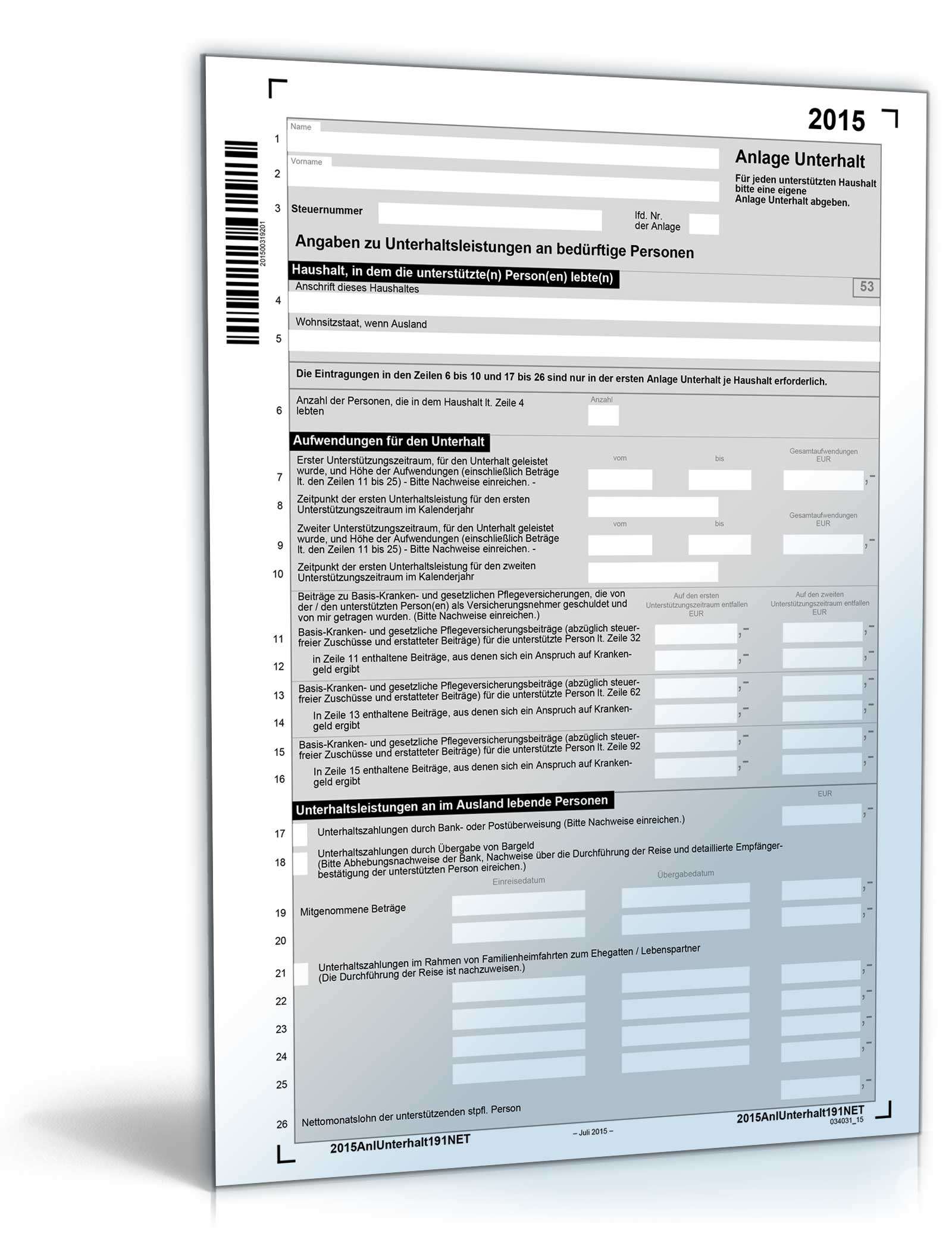 Anlage Unterhalt 2015 PDF