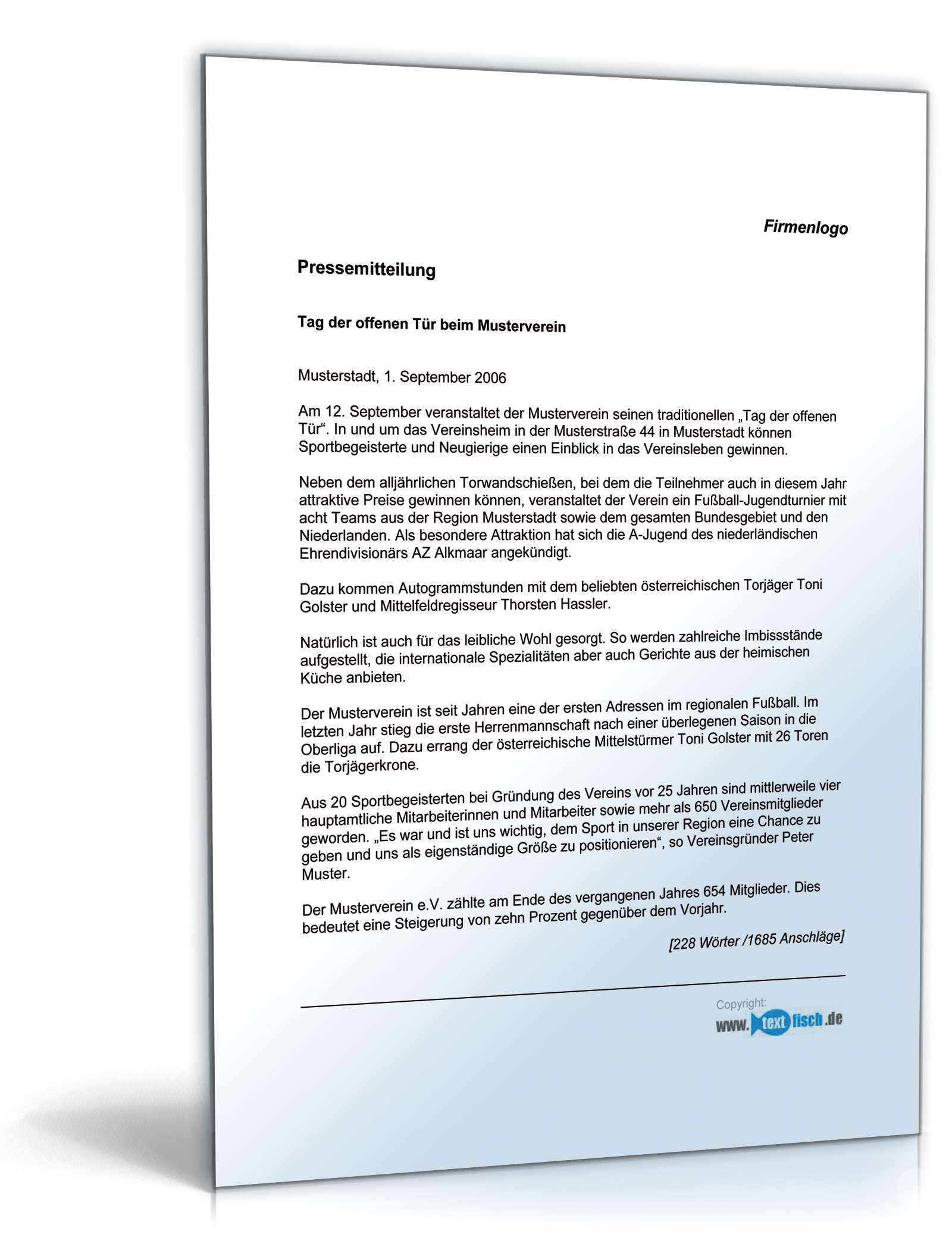 Pressemitteilung Tag der offenen Tür im Sportverein