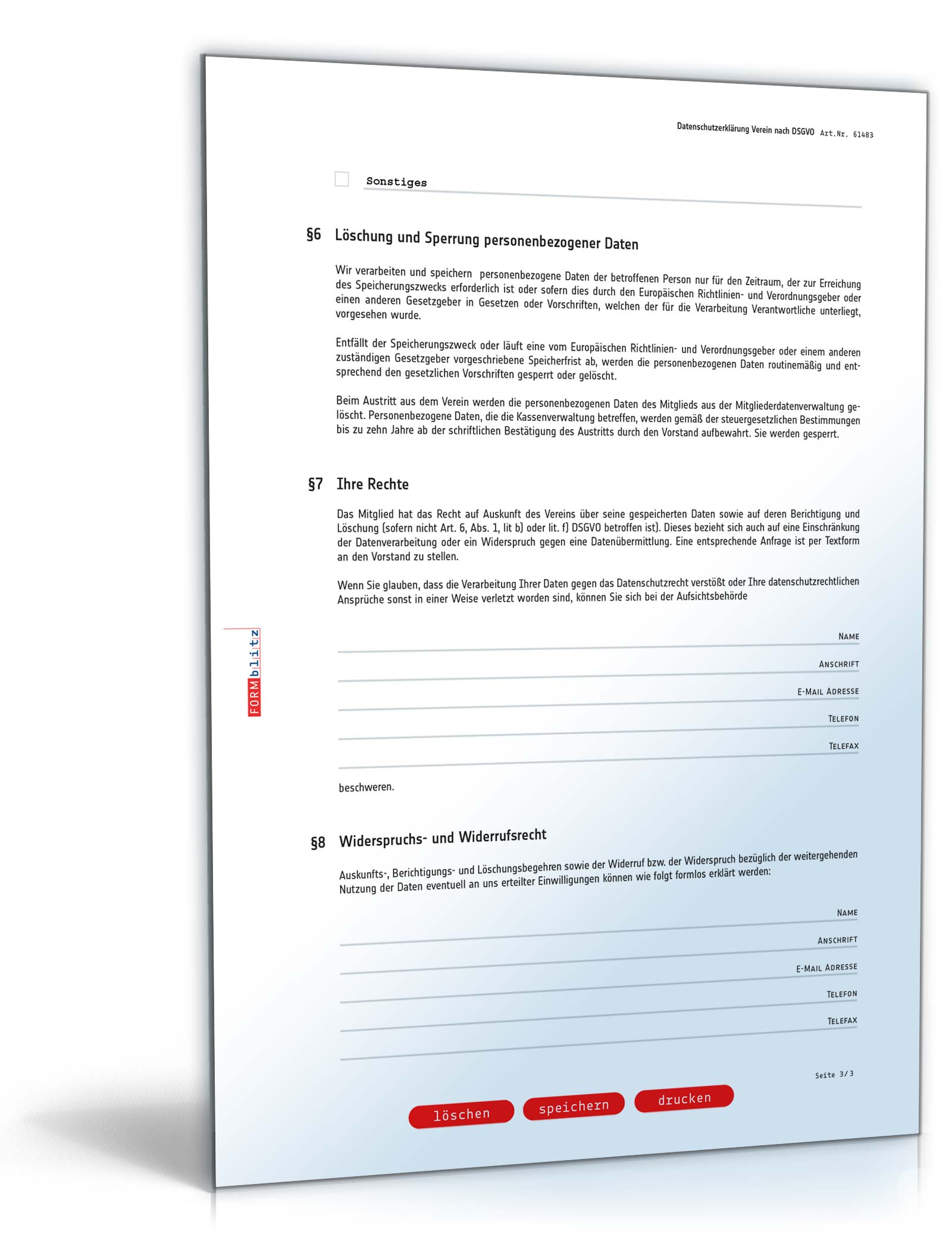 Datenschutzerklärung Verein PDF. Seite: 3