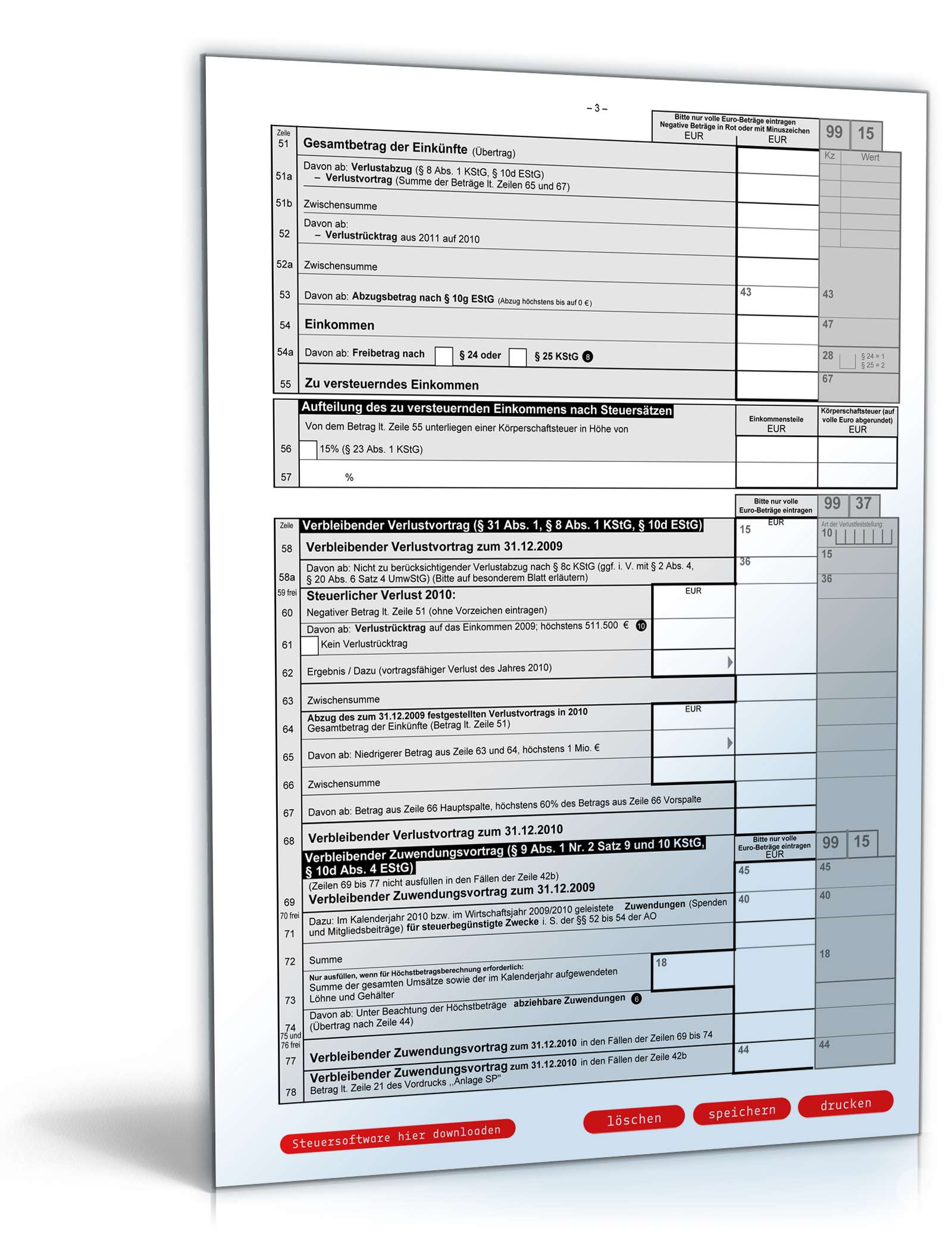 Körperschaftsteuererklärung 2010 PDF. Seite: 3