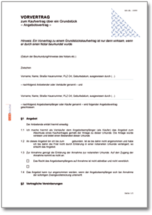 Vorvertrag Grundstückskaufvertrag Word