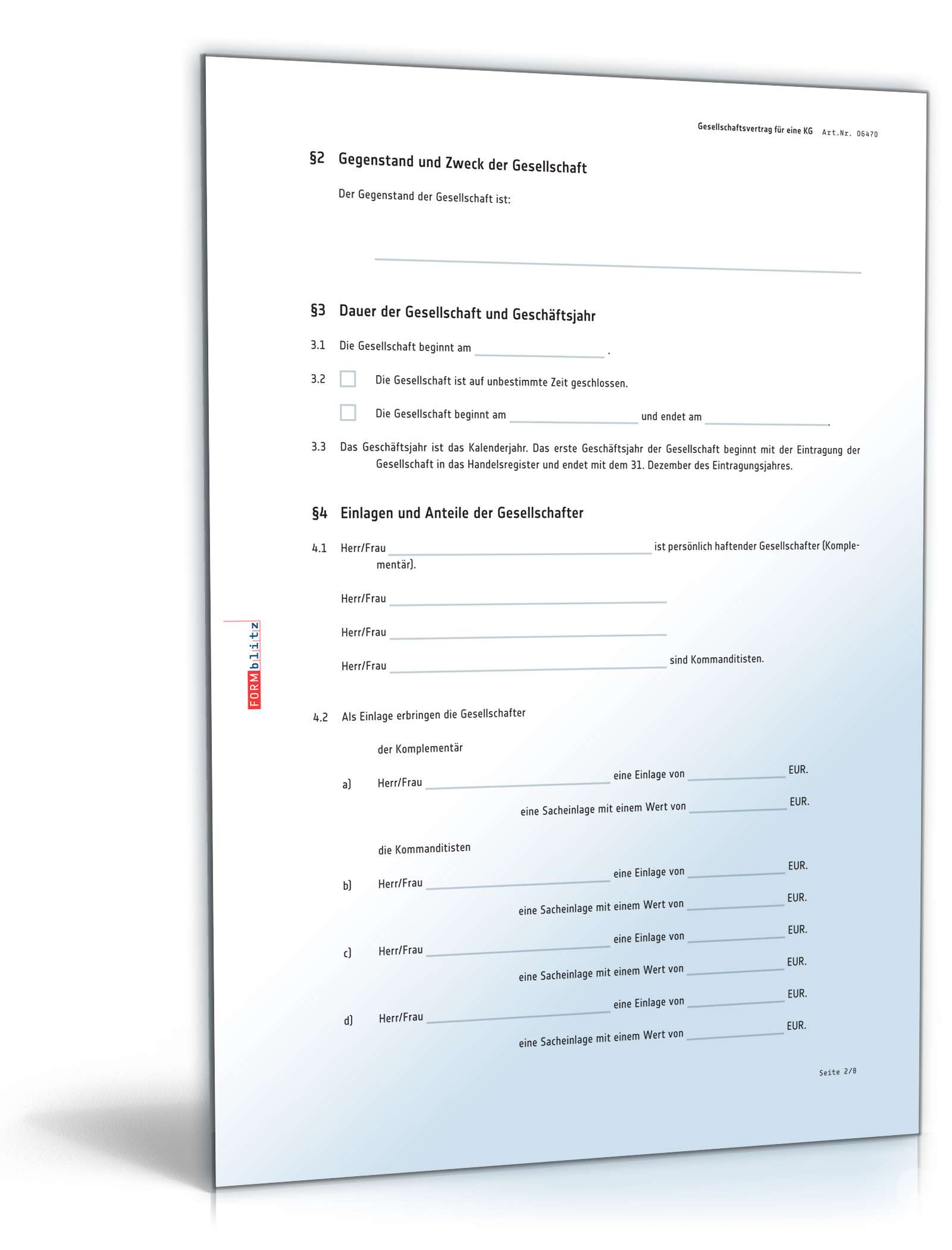 Gesellschaftsvertrag Kommanditgesellschaft PDF. Seite: 2