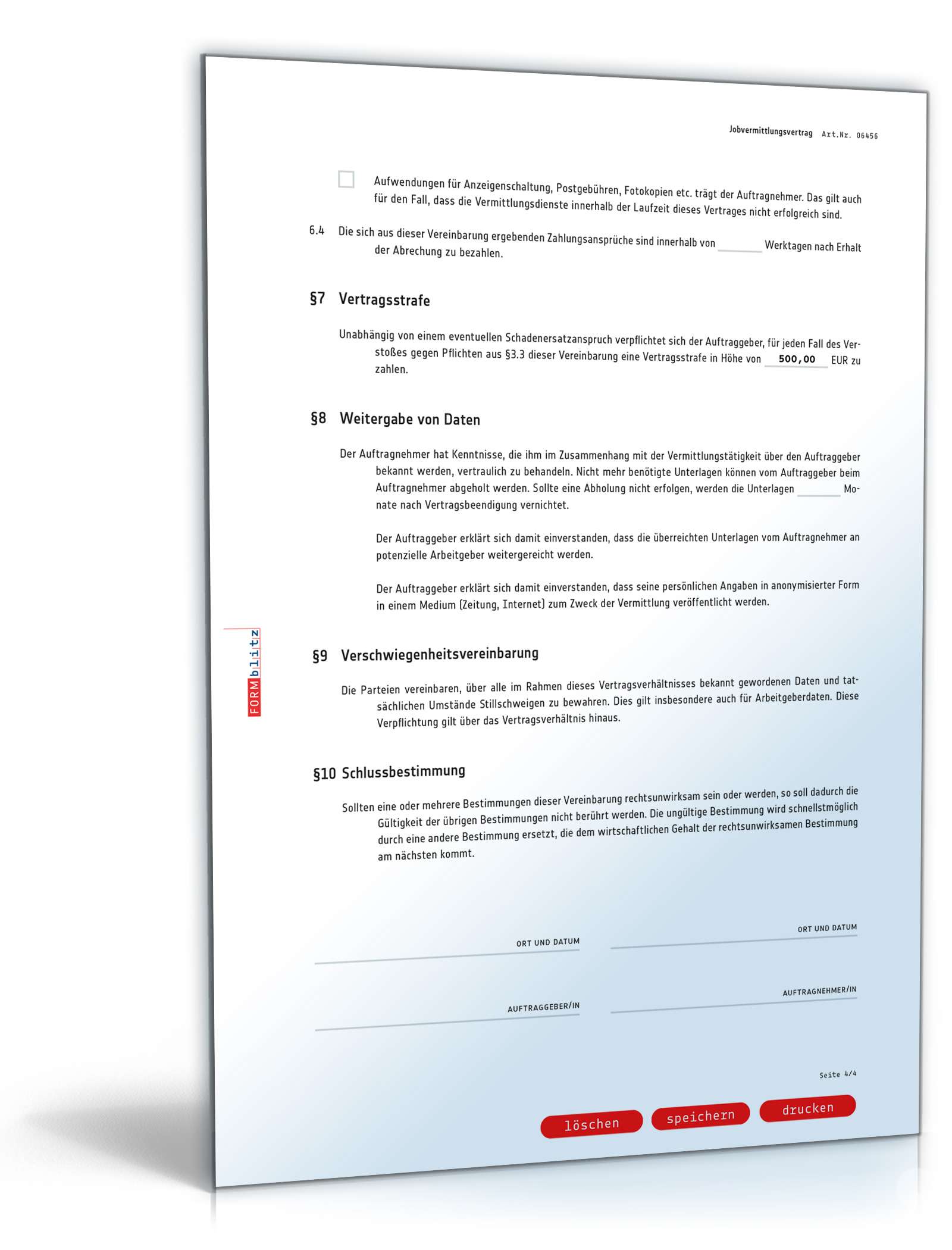 Vertrag Jobvermittlung PDF. Seite: 4