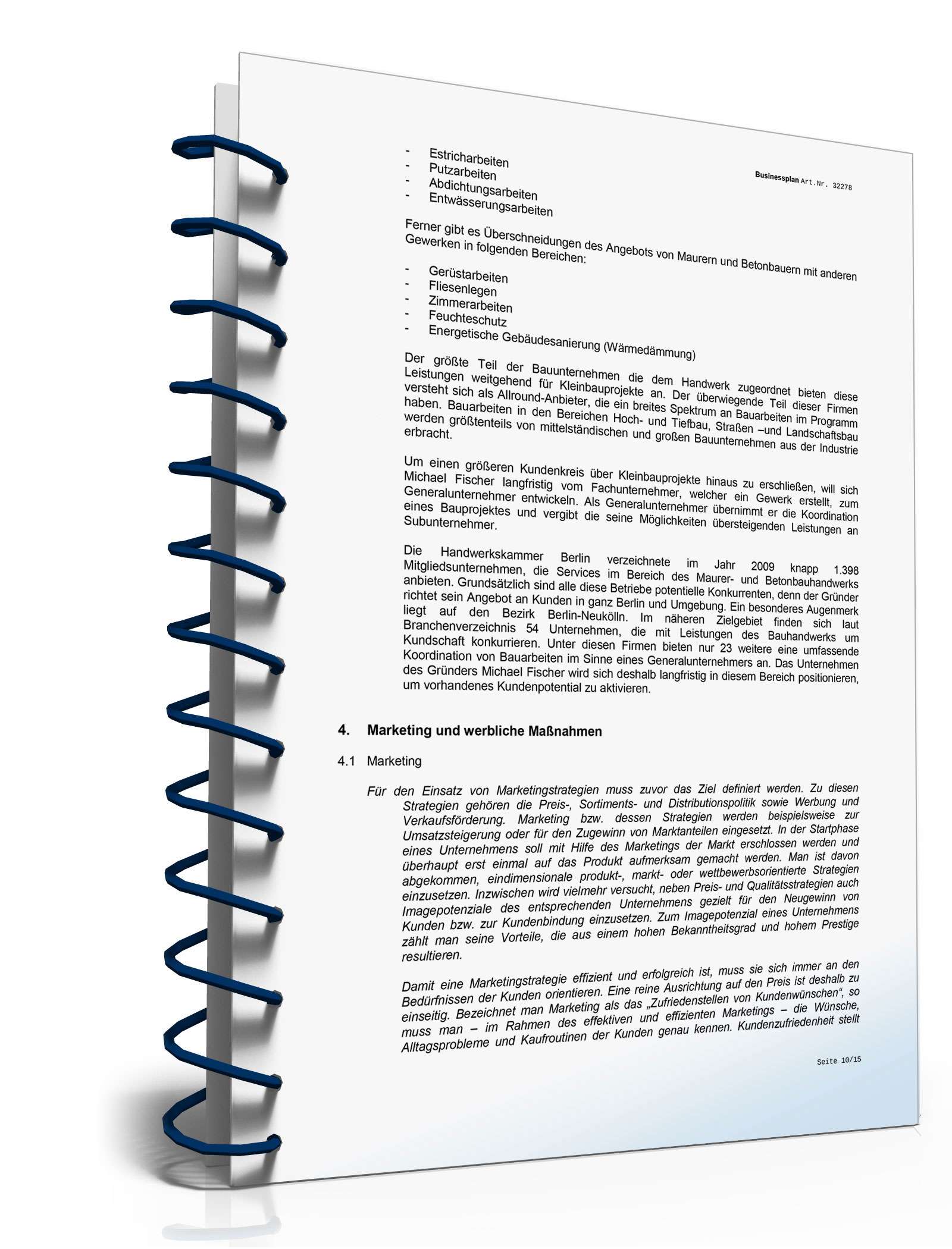 Businessplan Bauunternehmen Excel. Seite: 14