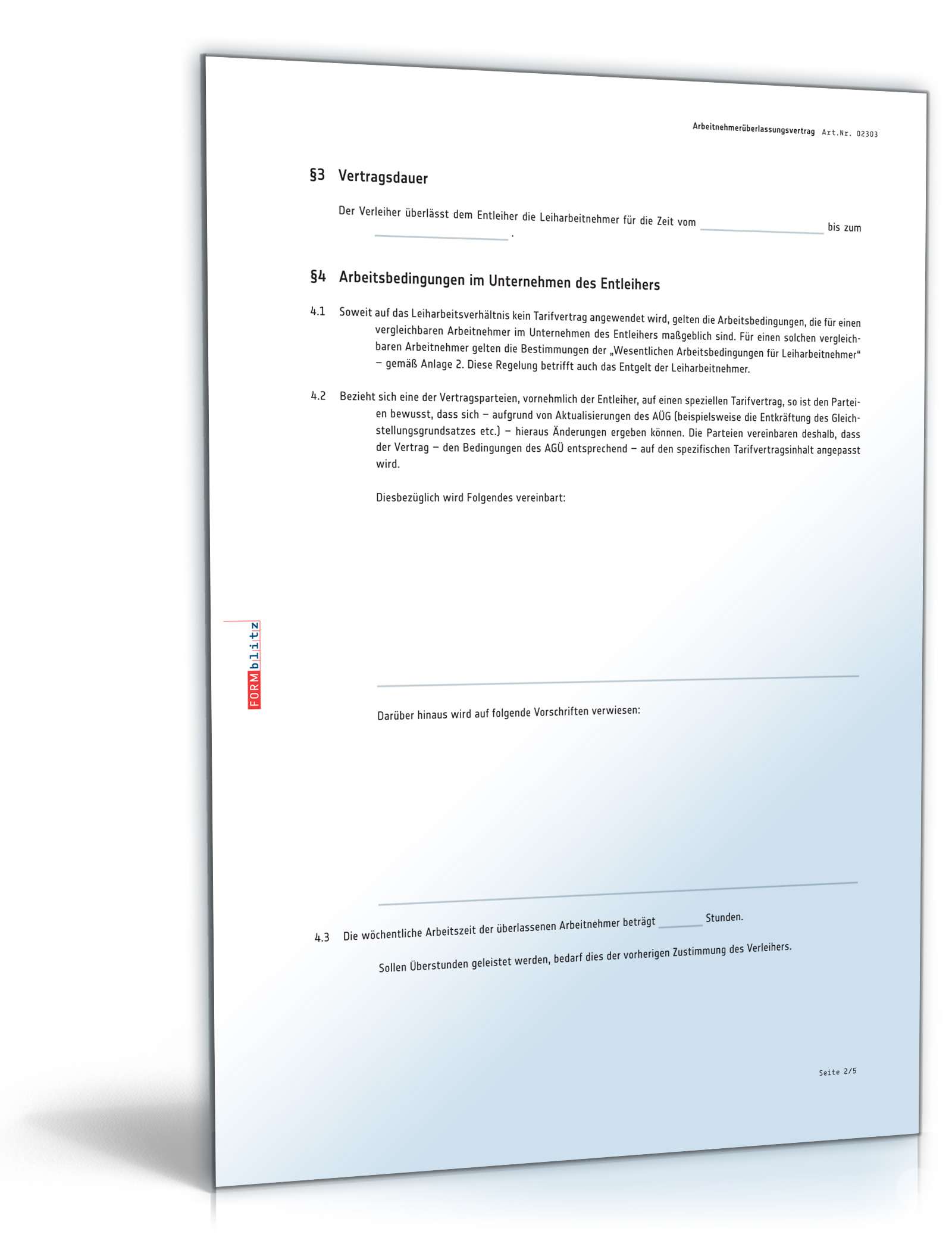 Arbeitnehmerüberlassungsvertrag PDF. Seite: 2