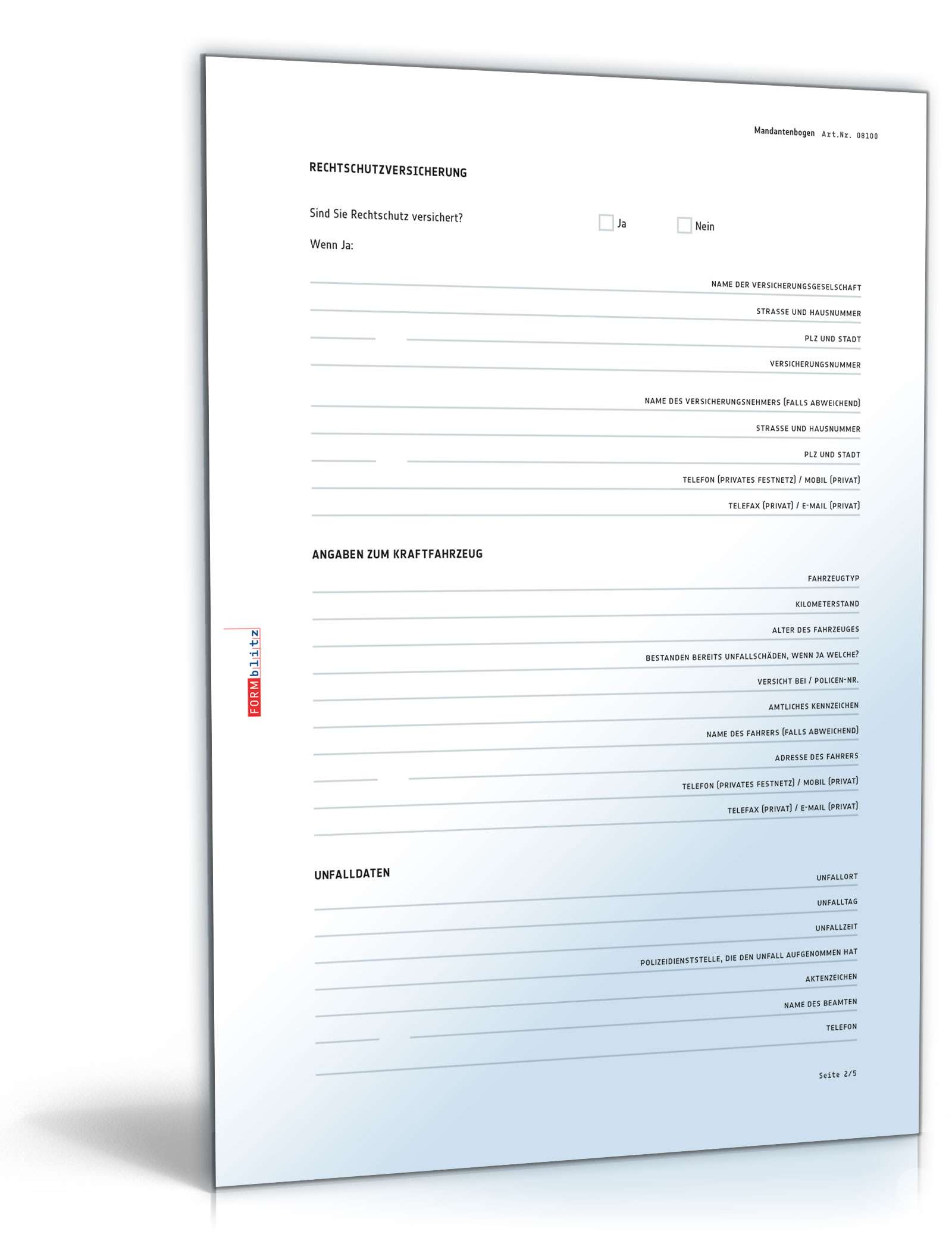 Mandantenbogen Verkehrssachen PDF. Seite: 2