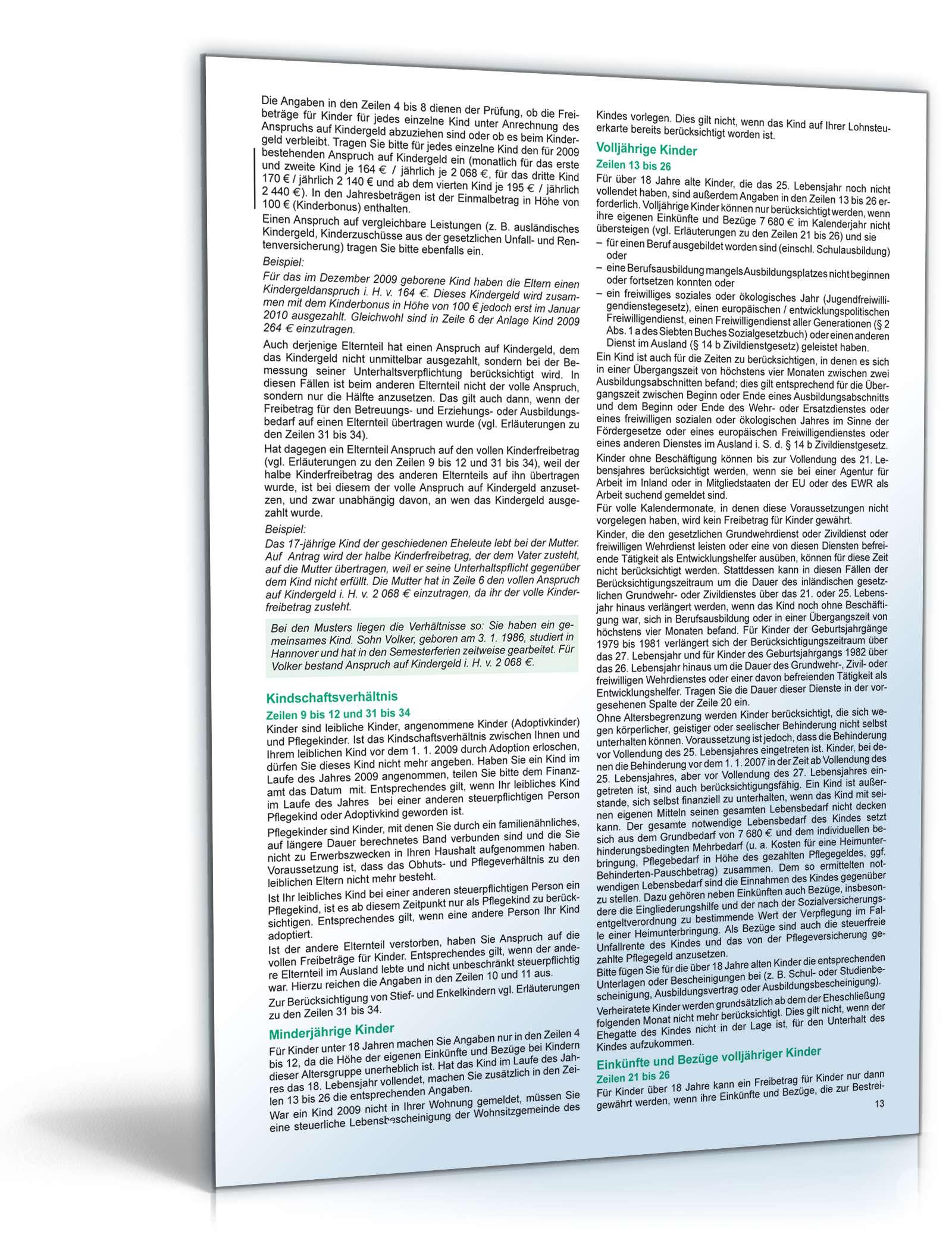 Anleitung zur Einkommensteuererklärung 2009 PDF. Seite: 13