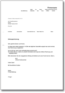 Zahlungserinnerung Word